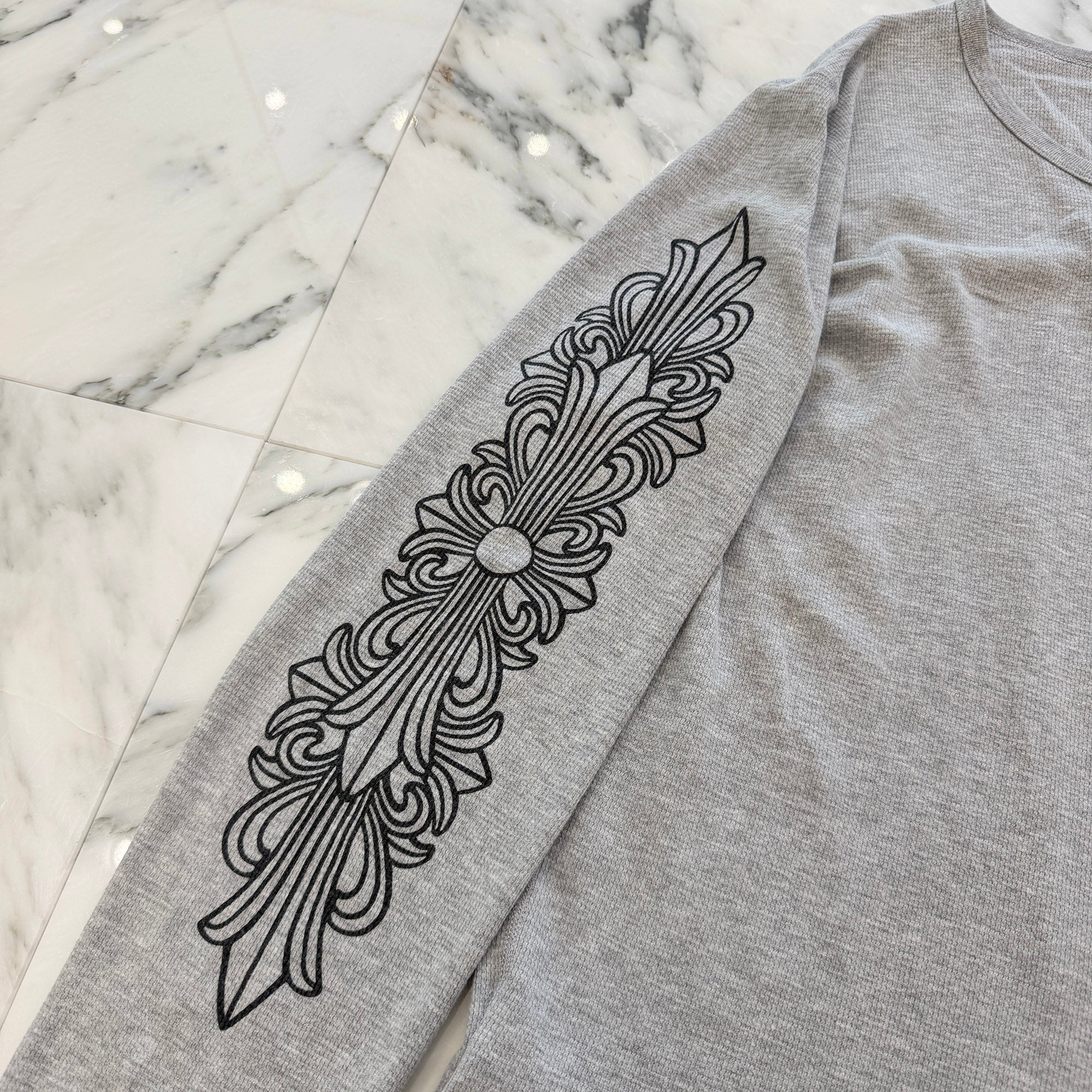 CHROME HEARTS 2025SS Floral Cross Horseshoe Thermal Long Sleeve Tee Size XL クロムハーツ フローラルクロス ホースシュー サーマル ロングスリーブ Tシャツ サイズXL