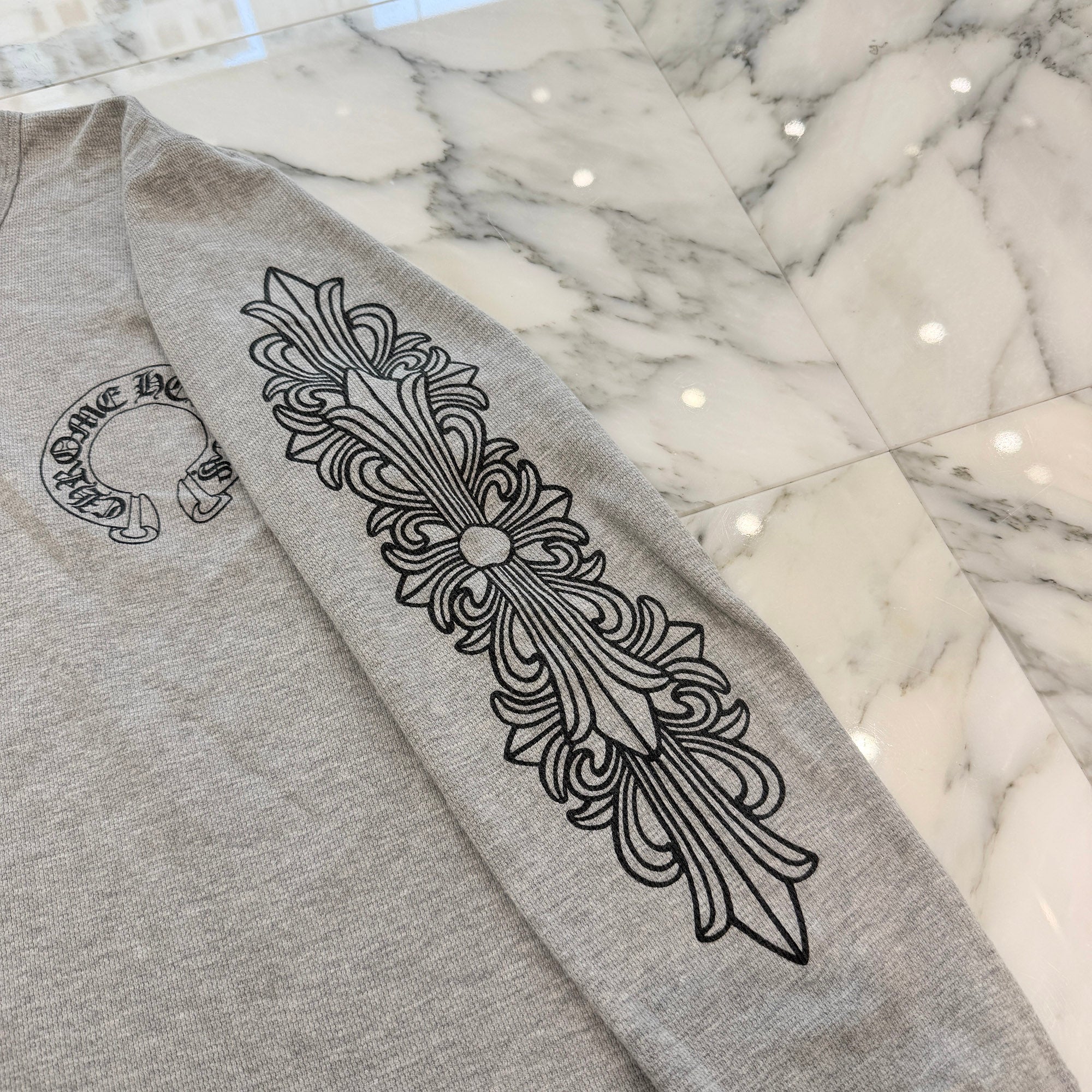 CHROME HEARTS 2025SS Floral Cross Horseshoe Thermal Long Sleeve Tee Size XL クロムハーツ フローラルクロス ホースシュー サーマル ロングスリーブ Tシャツ サイズXL