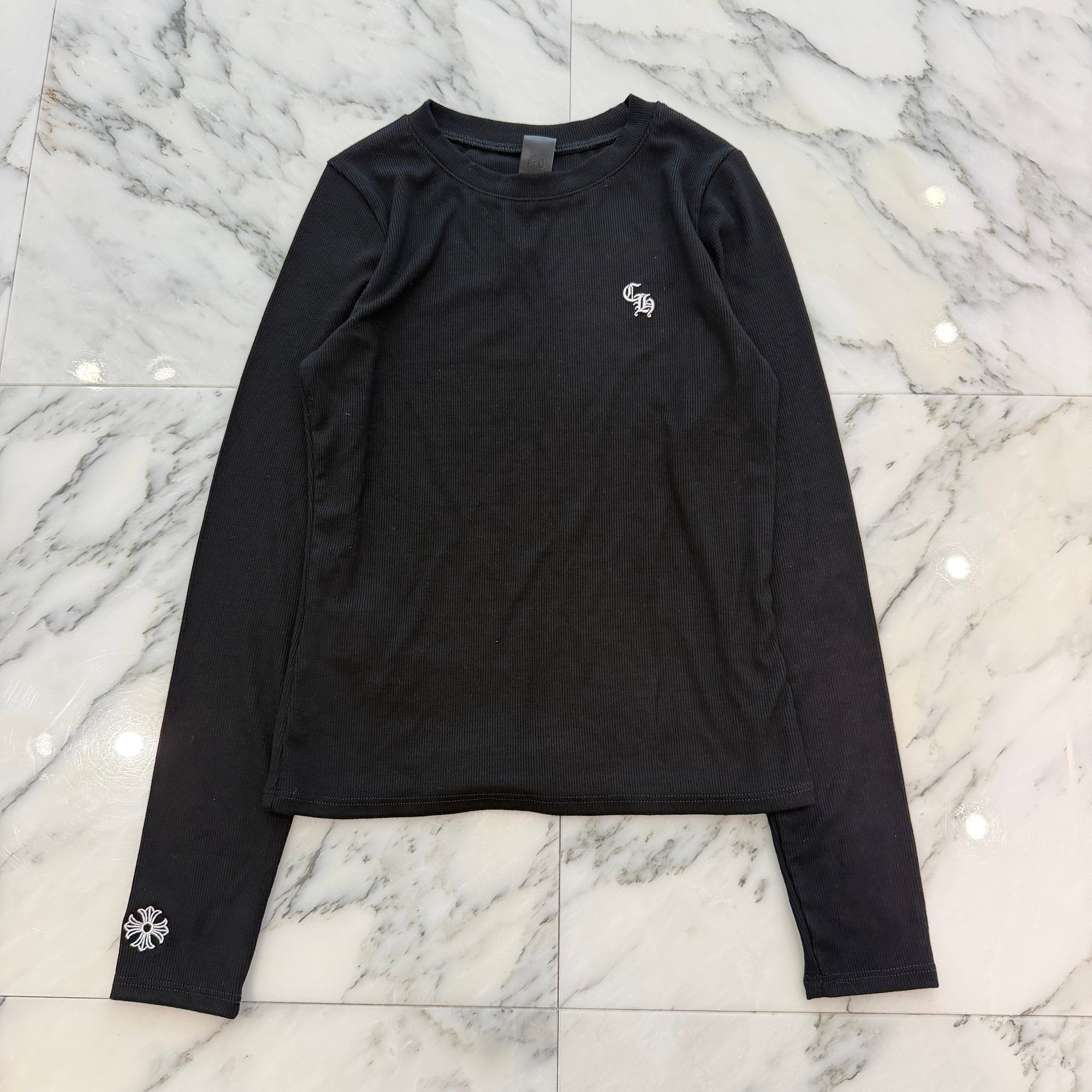 CHROME HEARTS Y NOT CH Plus Embroidery Rayon Long Sleeve Tee Size Size XS クロムハーツ ワイノット CHプラス刺繍 レーヨン ロングスリーブTシャツ サイズXS