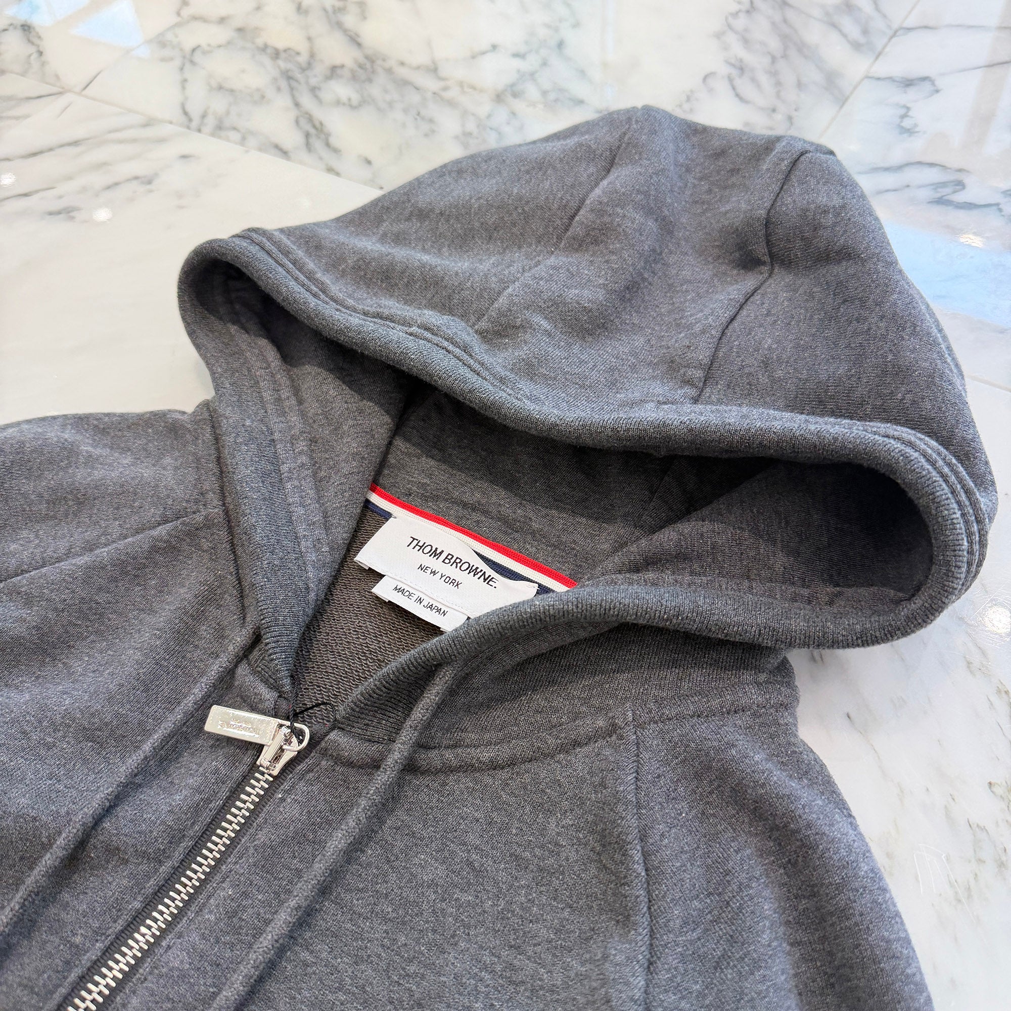 THOM BROWNE Classic Loopback 4 Bar Zip Up Hoodie MJT022H-00535-025 Size 3 トムブラウン クラシック ループバック 4バー ジップアップ フーディー サイズ3