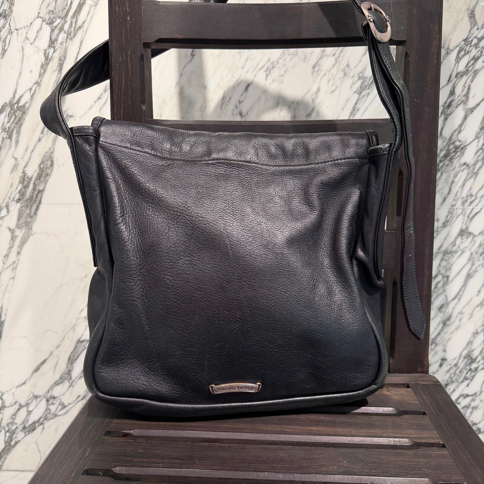 CHROME HEARTS Hairy Cross Leather Patch Mail Bag クロムハーツ ヘイリークロス レザーパッチ メールバッグ
