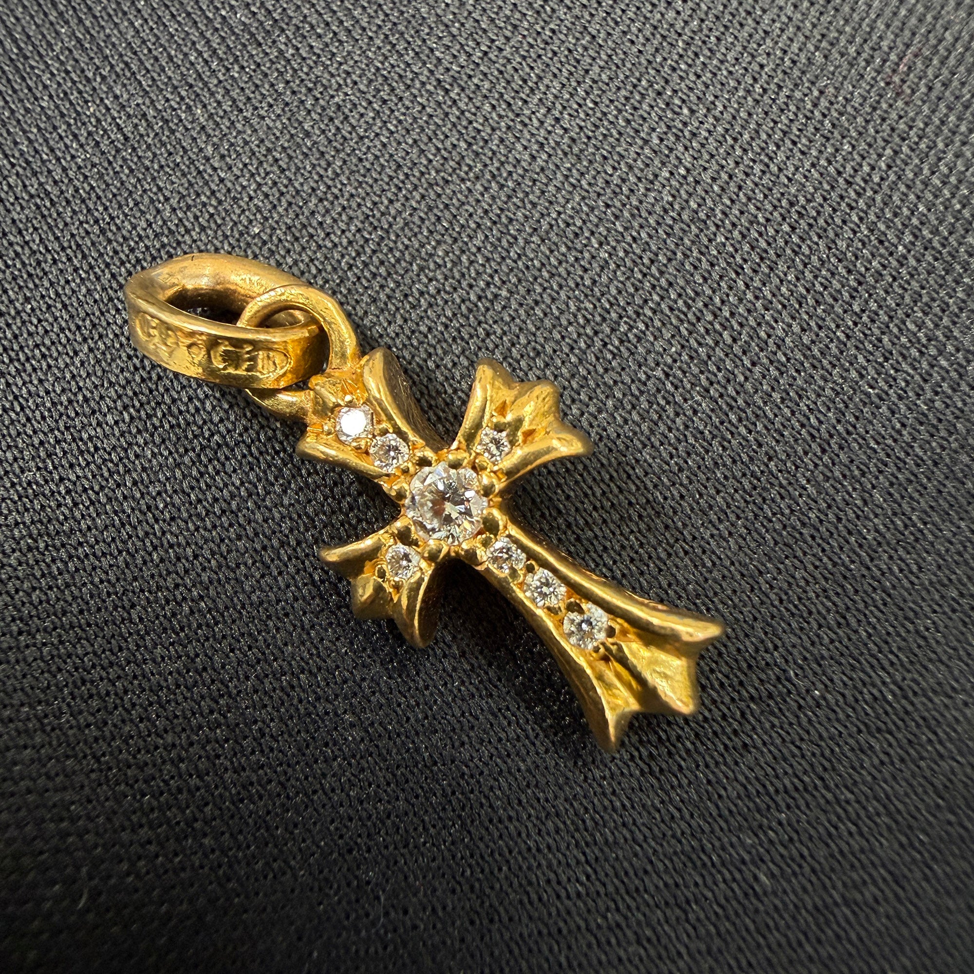 CHROME HEARTS 22K Baby Fat Cross Pave Diamond Pendant Top クロムハーツ 22K ベビーファット クロス パヴェダイヤモンド ペンダントトップ