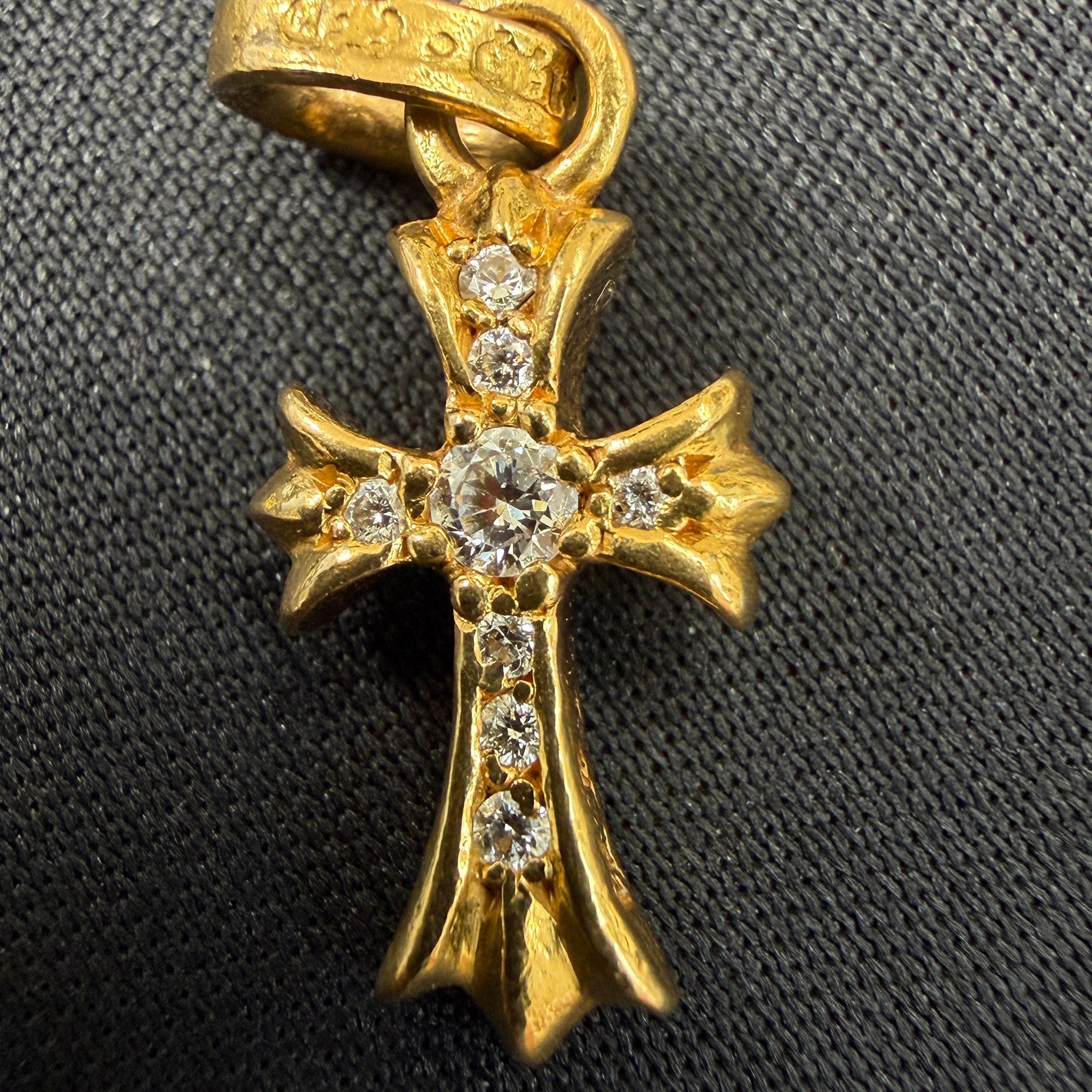 CHROME HEARTS 22K Baby Fat Cross Pave Diamond Pendant Top クロムハーツ 22K ベビーファット クロス パヴェダイヤモンド ペンダントトップ
