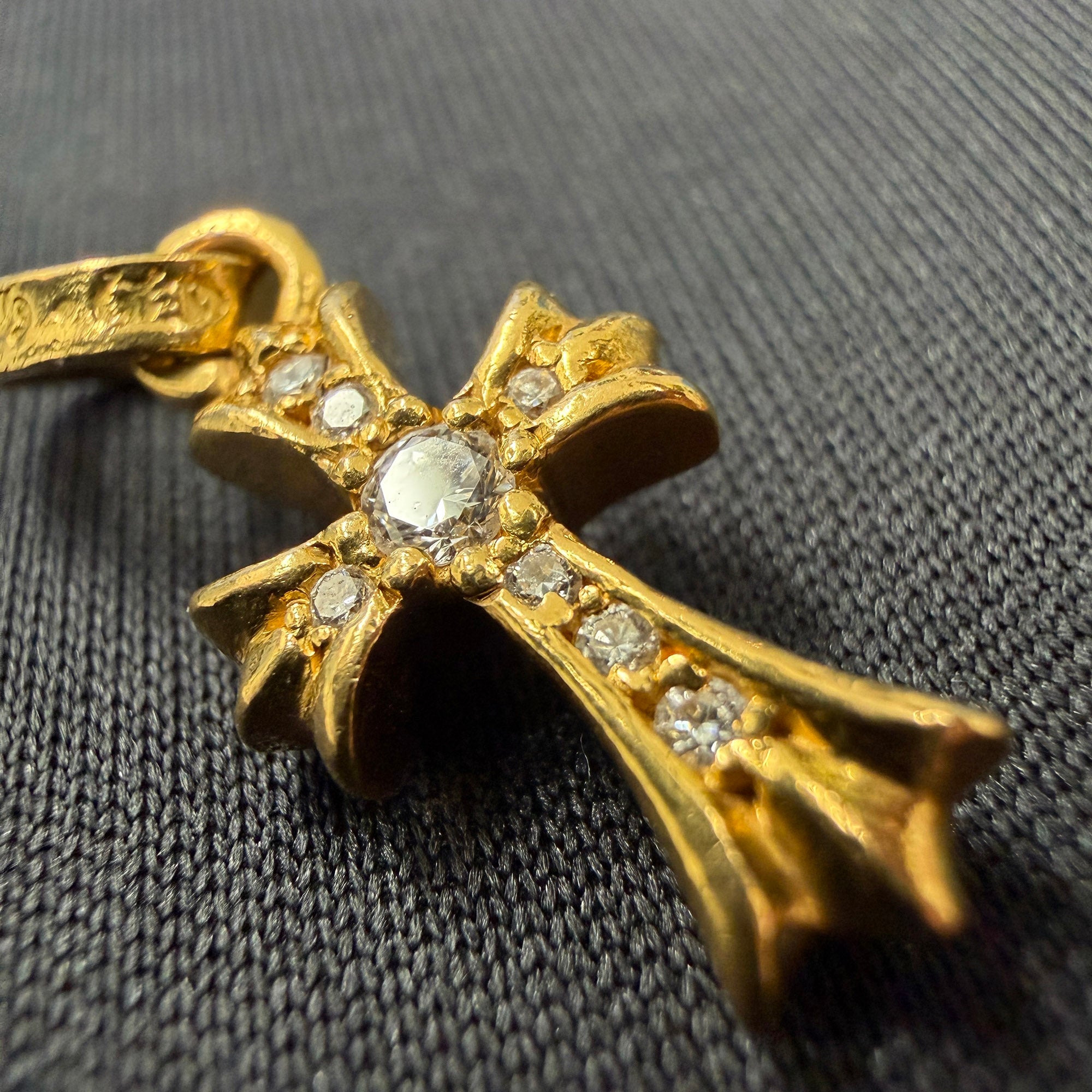 CHROME HEARTS 22K Baby Fat Cross Pave Diamond Pendant Top クロムハーツ 22K ベビーファット クロス パヴェダイヤモンド ペンダントトップ