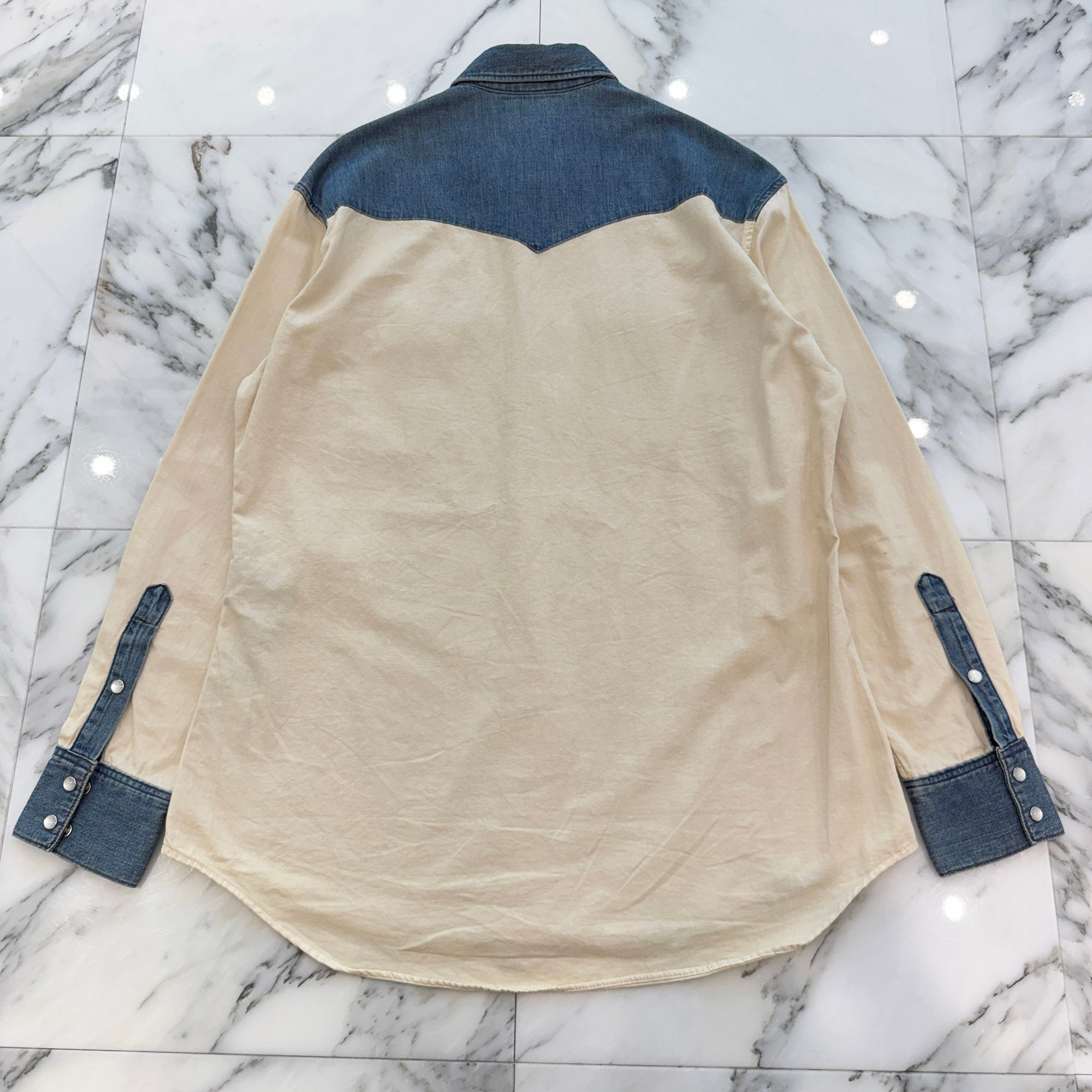 CELINE 2022SS Denim Accented Western Shirt 2T227362M Size XS セリーヌ デニムアクセント ウェスタンシャツ サイズXS