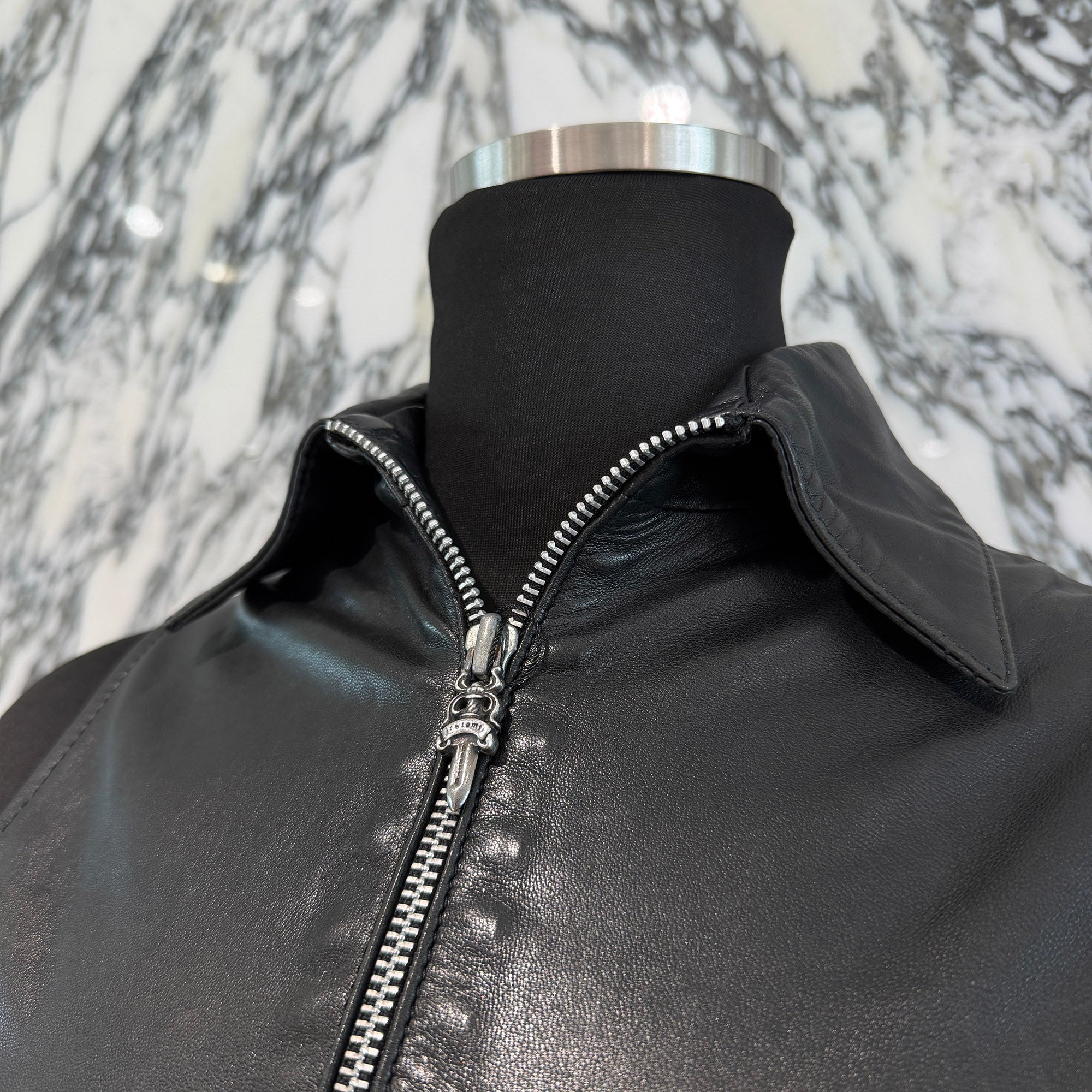 CHROME HEARTS Dagger Zip Leather Vest Size S クロムハーツ ダガージップ レザー ベスト サイズS