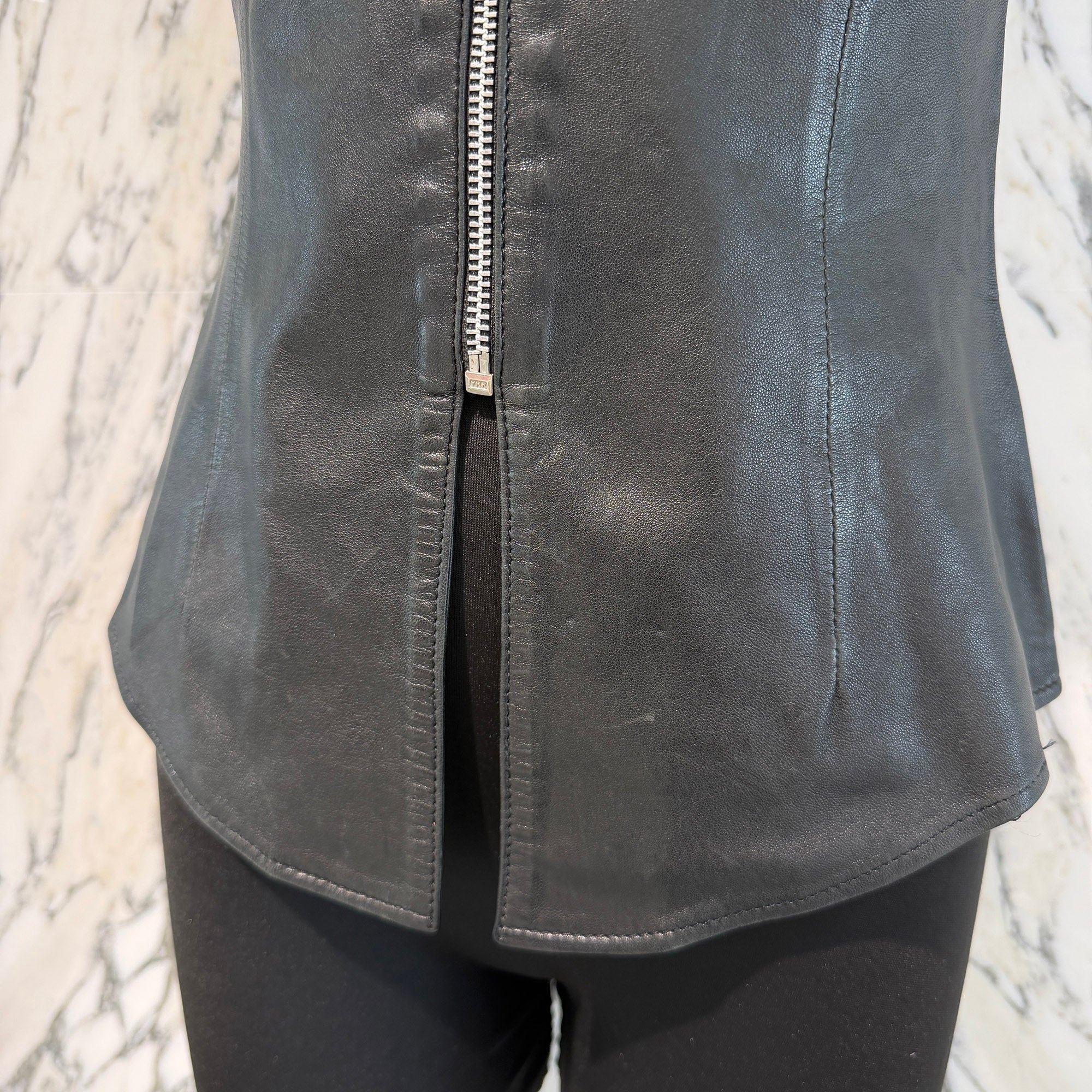 CHROME HEARTS Dagger Zip Leather Vest Size S クロムハーツ ダガージップ レザー ベスト サイズS