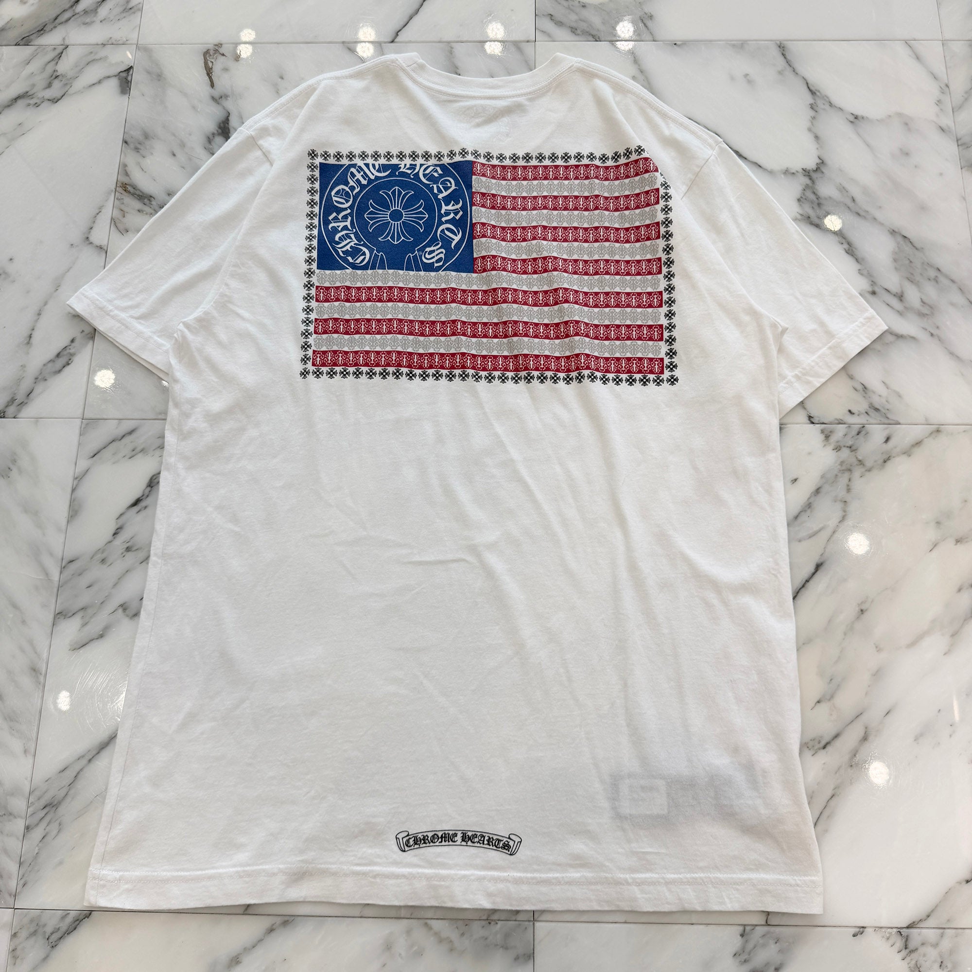 CHROME HEARTS American Flag Scroll Logo Tee Size L クロムハーツ アメリカ国旗 スクロールロゴ Tシャツ サイズL