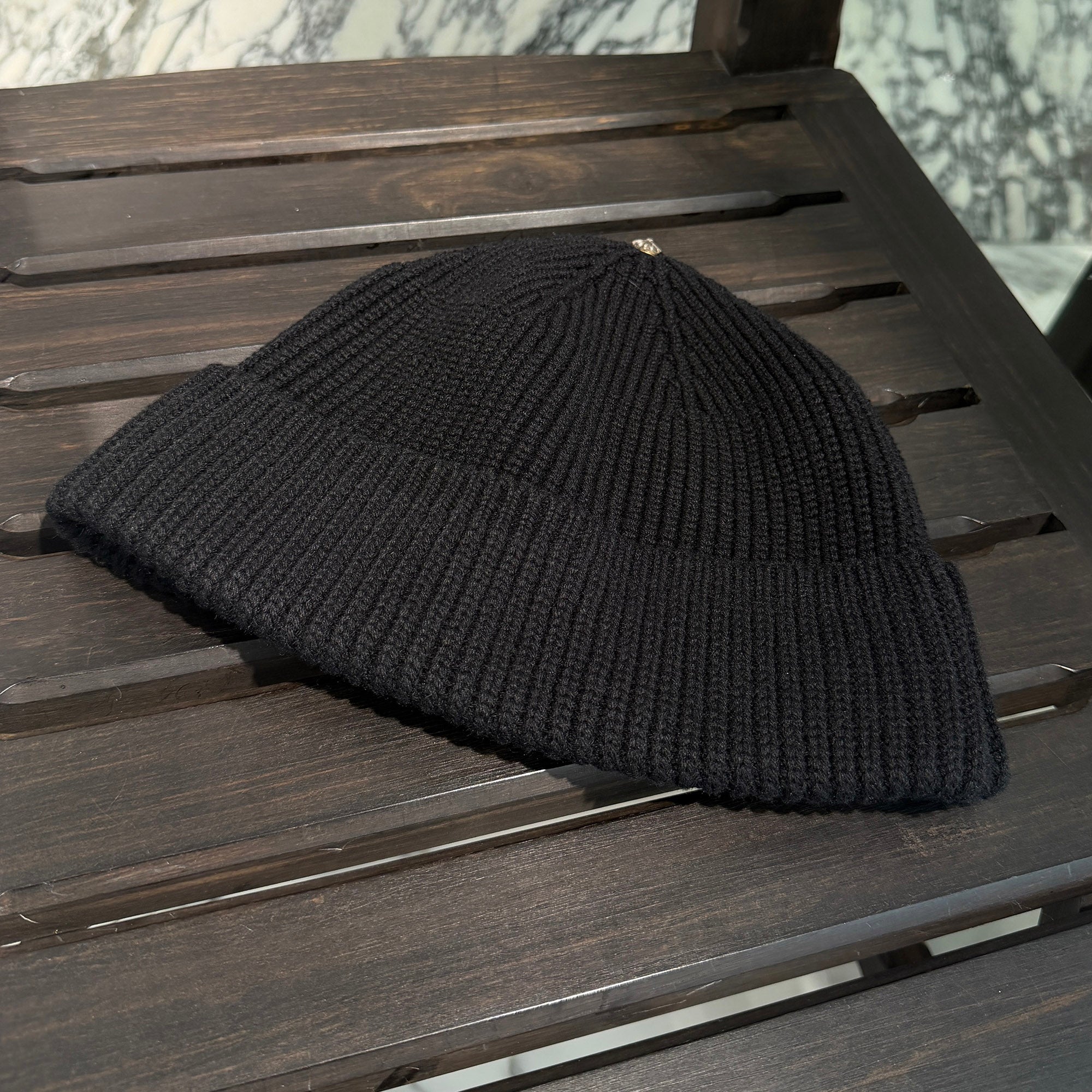 CHROME HEARTS Cashmere Leather 3 Cross Patch Beanie Size ONE SIZE (22cm) クロムハーツ カシミヤ レザー 3クロスパッチ ビーニー サイズONE SIZE (22cm)