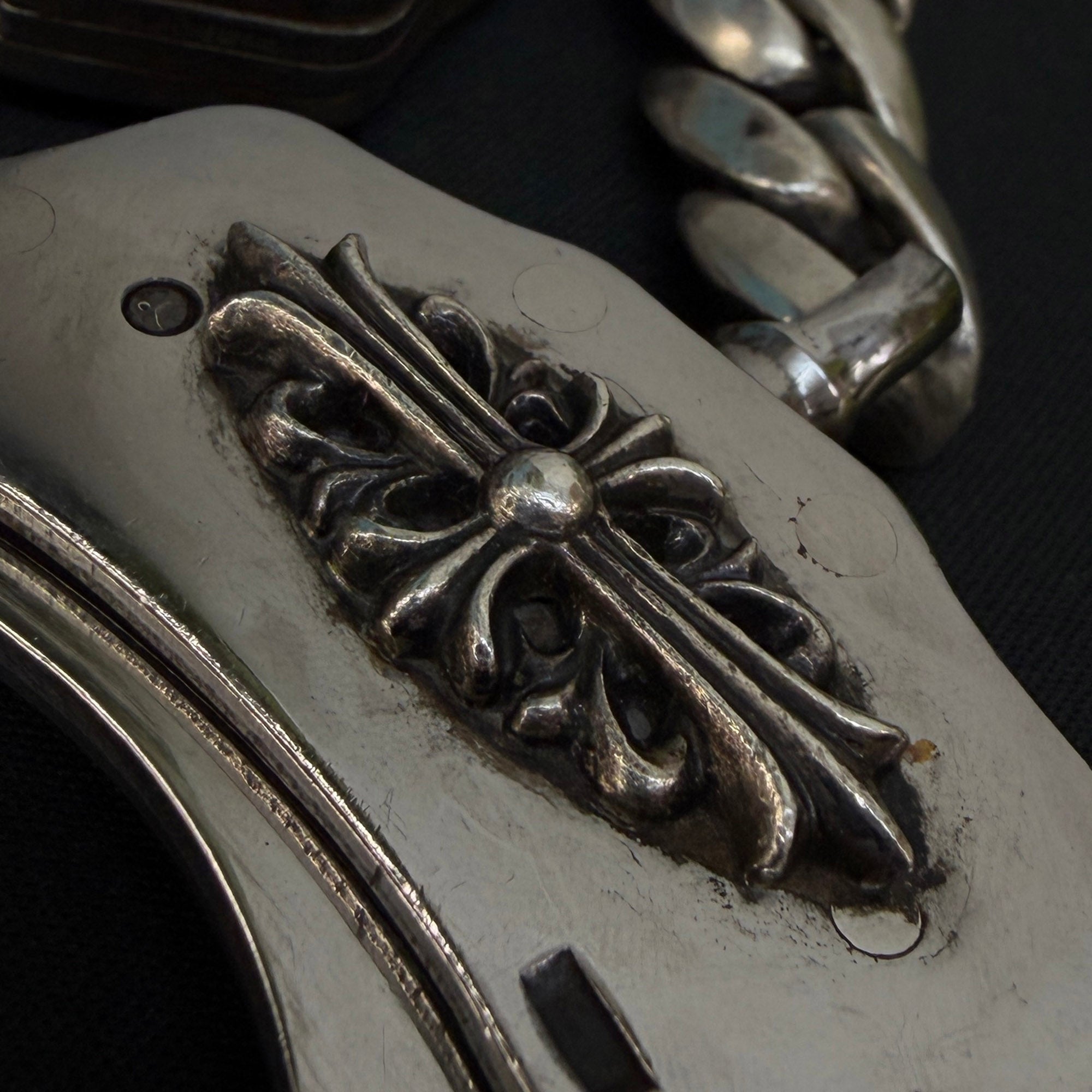 CHROME HEARTS Floral Cross Handcuffs ＆ Foti Blank Key クロムハーツ フローラルクロス ハンドカフ＆フォティ ブランクキー