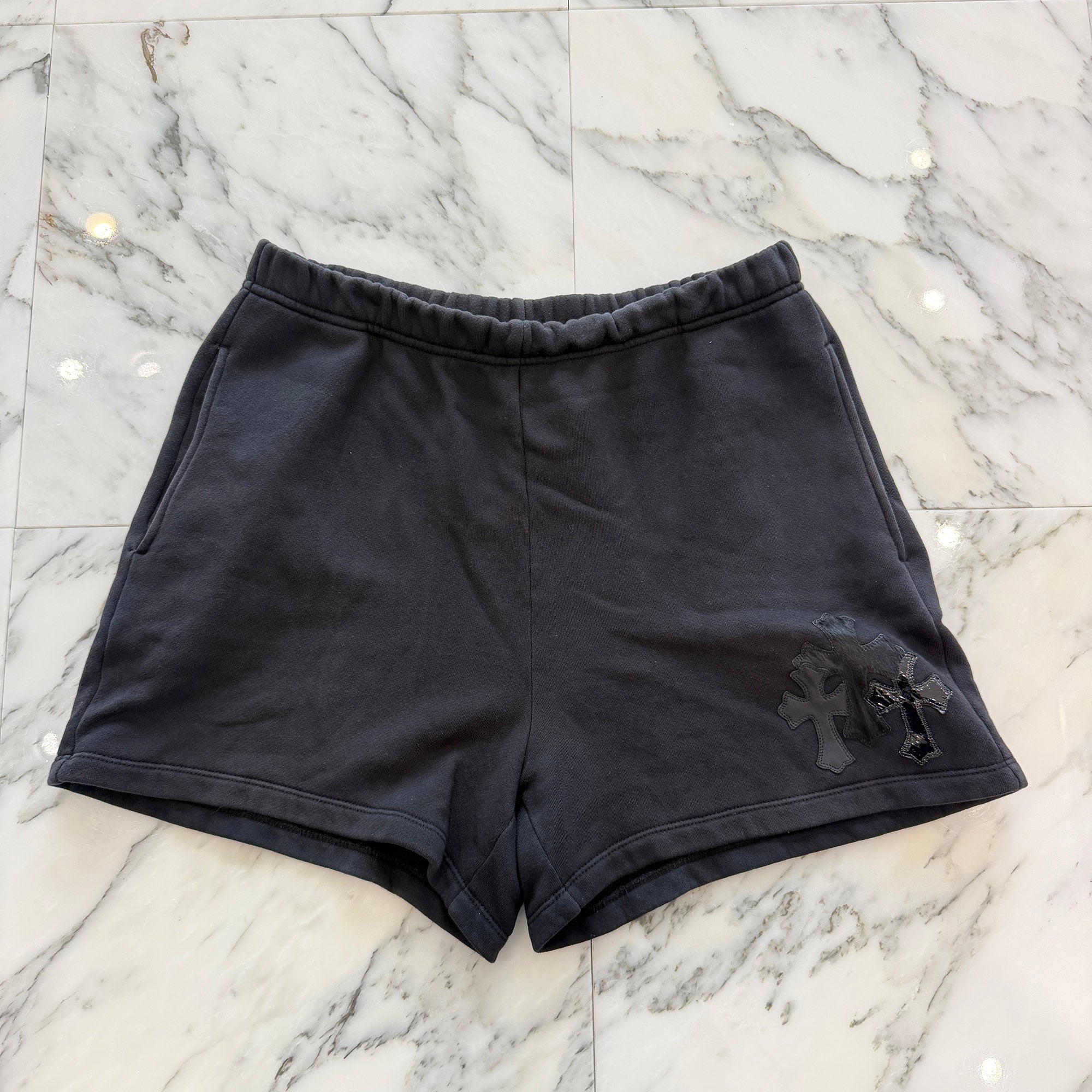 CHROME HEARTS Y NOT 3 Cemetery Cross Patch Sweat Shorts Size S クロムハーツ ワイノット 3セメタリークロスパッチ スウェットショーツ サイズS