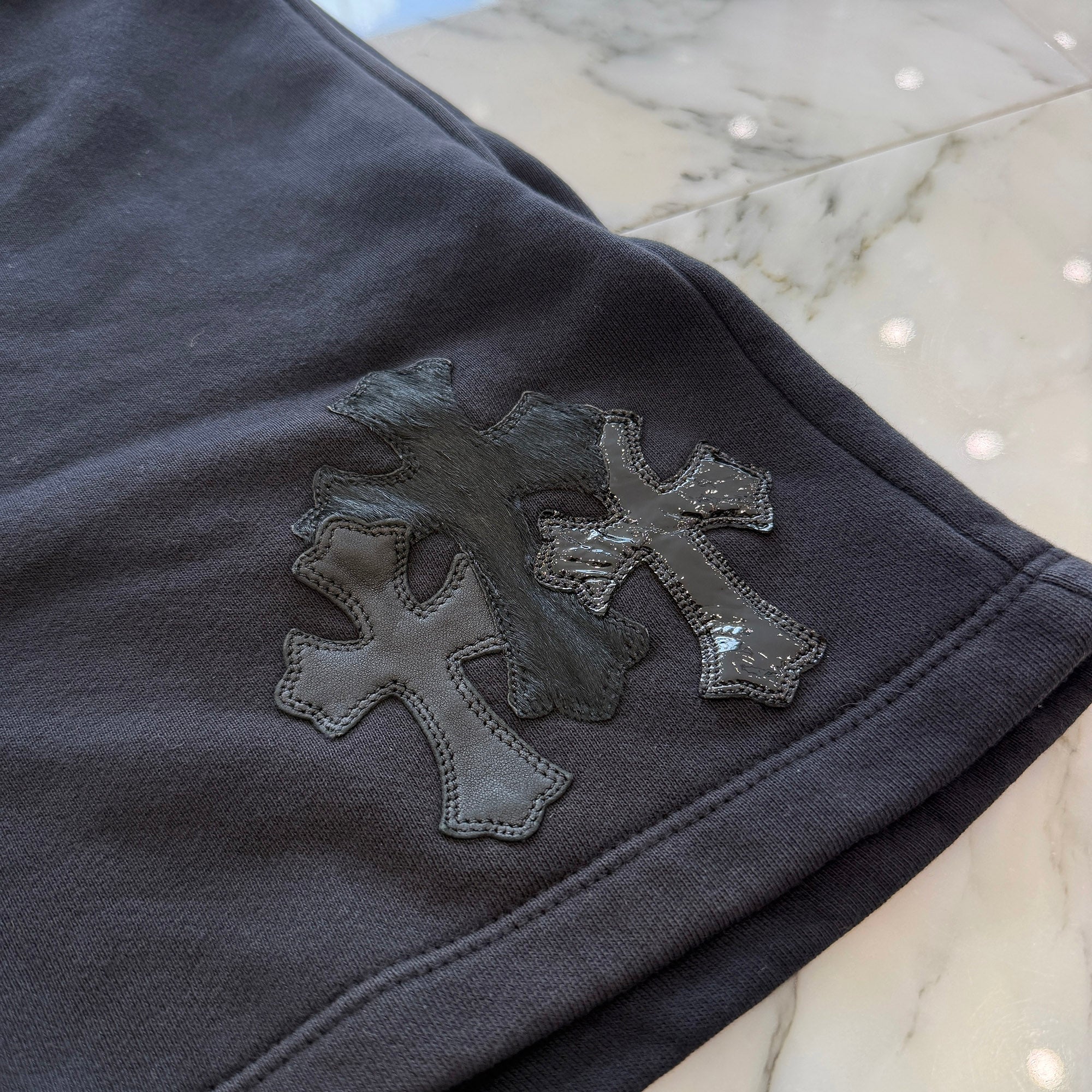 CHROME HEARTS Y NOT 3 Cemetery Cross Patch Sweat Shorts Size S クロムハーツ ワイノット 3セメタリークロスパッチ スウェットショーツ サイズS