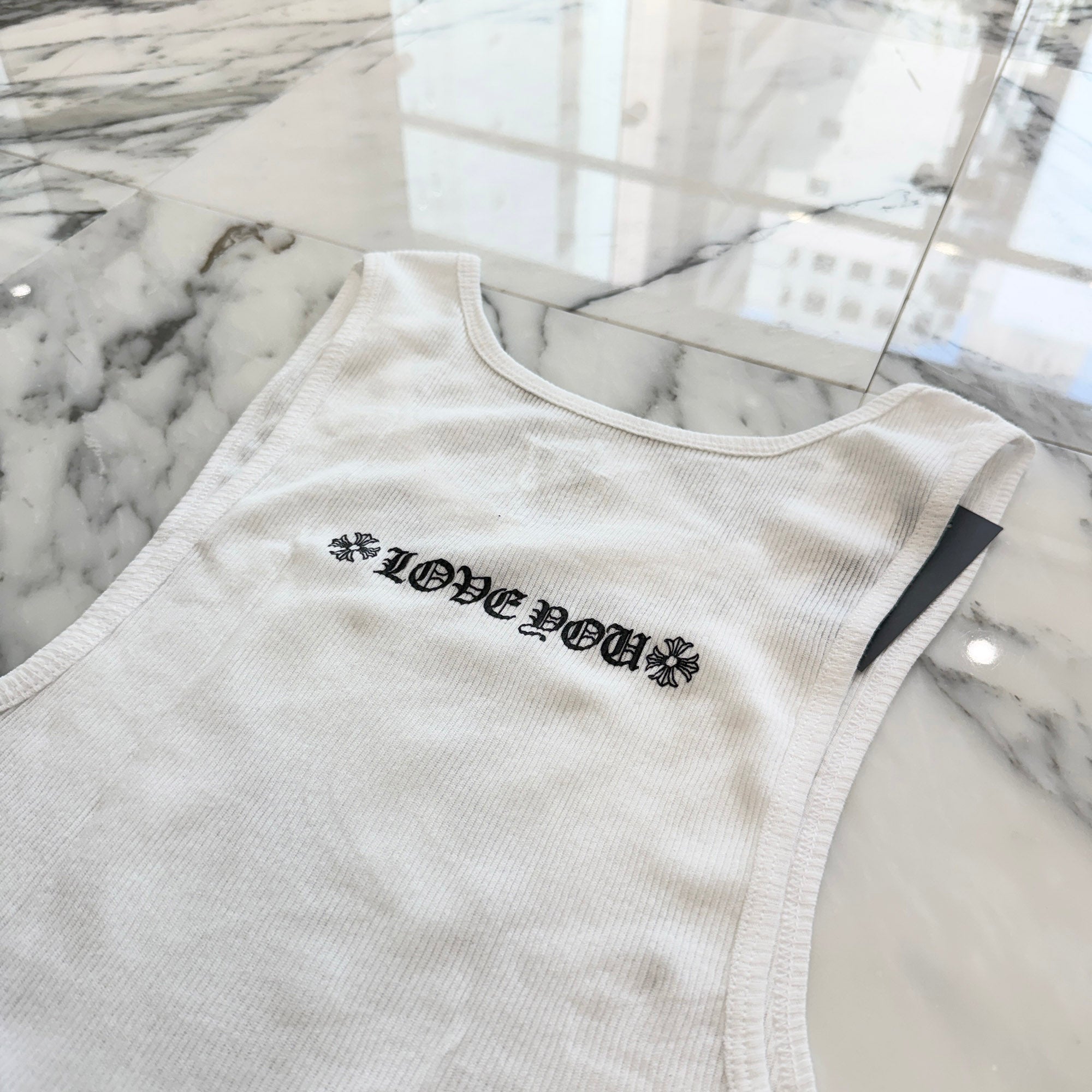 CHROME HEARTS Viny Heart "Love You" Rib Tank Top Size L クロムハーツ ヴィニーハート "ラブユー" リブ タンクトップ サイズL