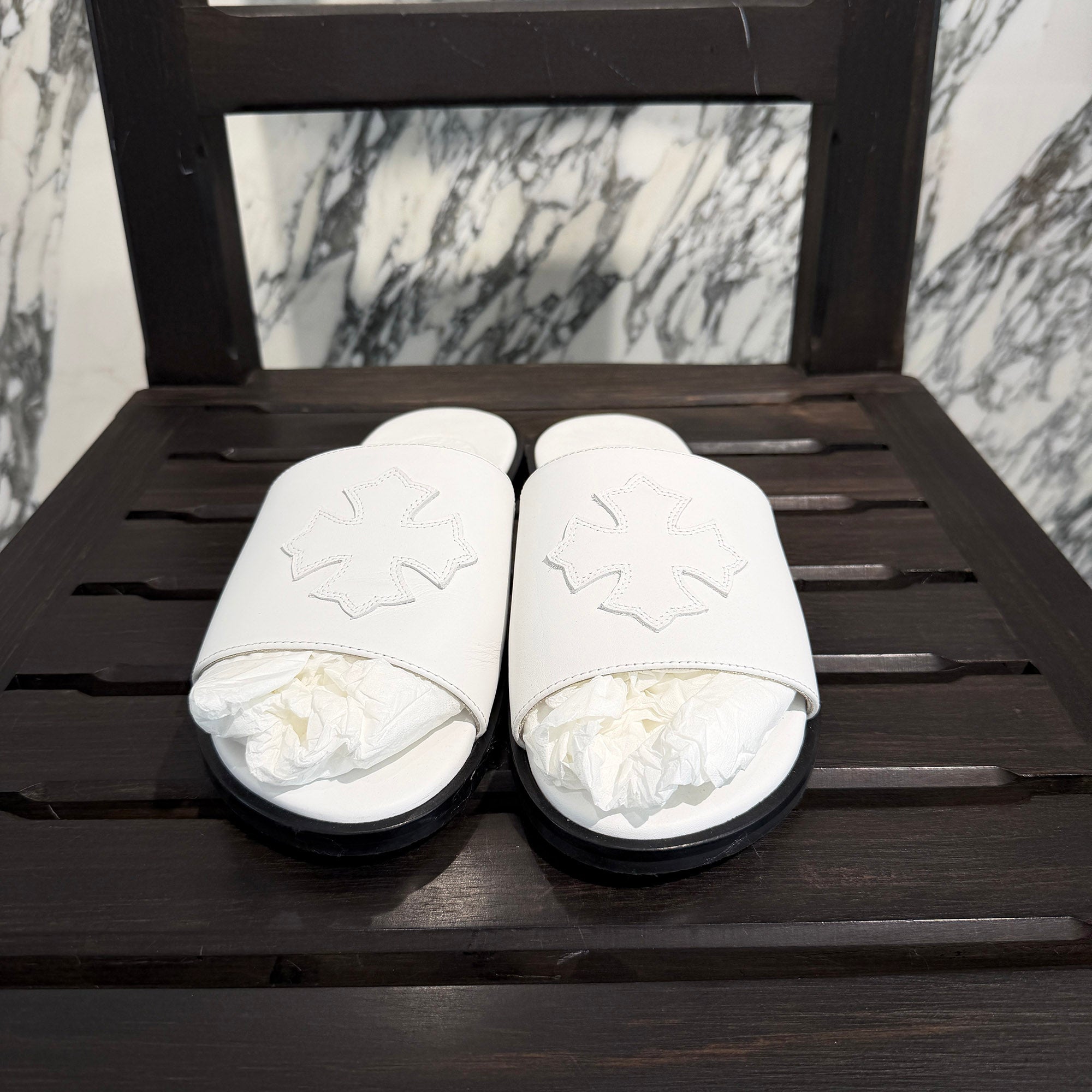 CHROME HEARTS Leather Cross Patch Sandals Size 41 (約26.0~26.5cm) クロムハーツ レザークロスパッチ サンダル サイズ41 41 (約26.0~26.5cm)