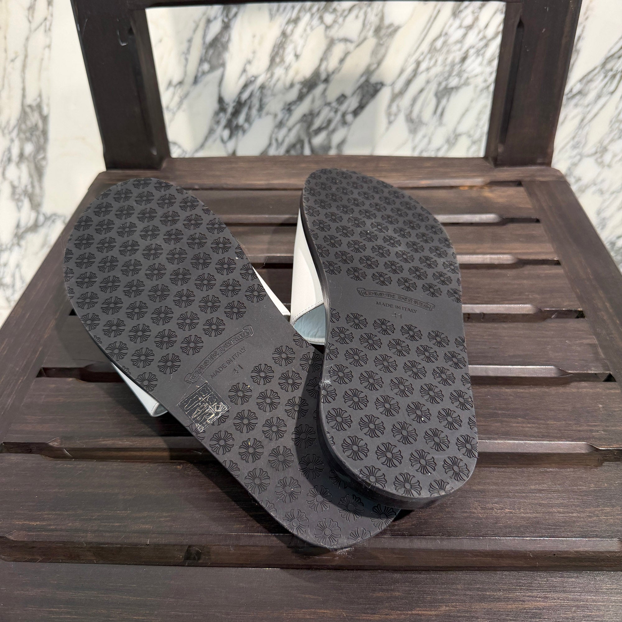 CHROME HEARTS Leather Cross Patch Sandals Size 41 (約26.0cm) クロムハーツ レザークロスパッチ サンダル サイズ41 (約26.0cm)