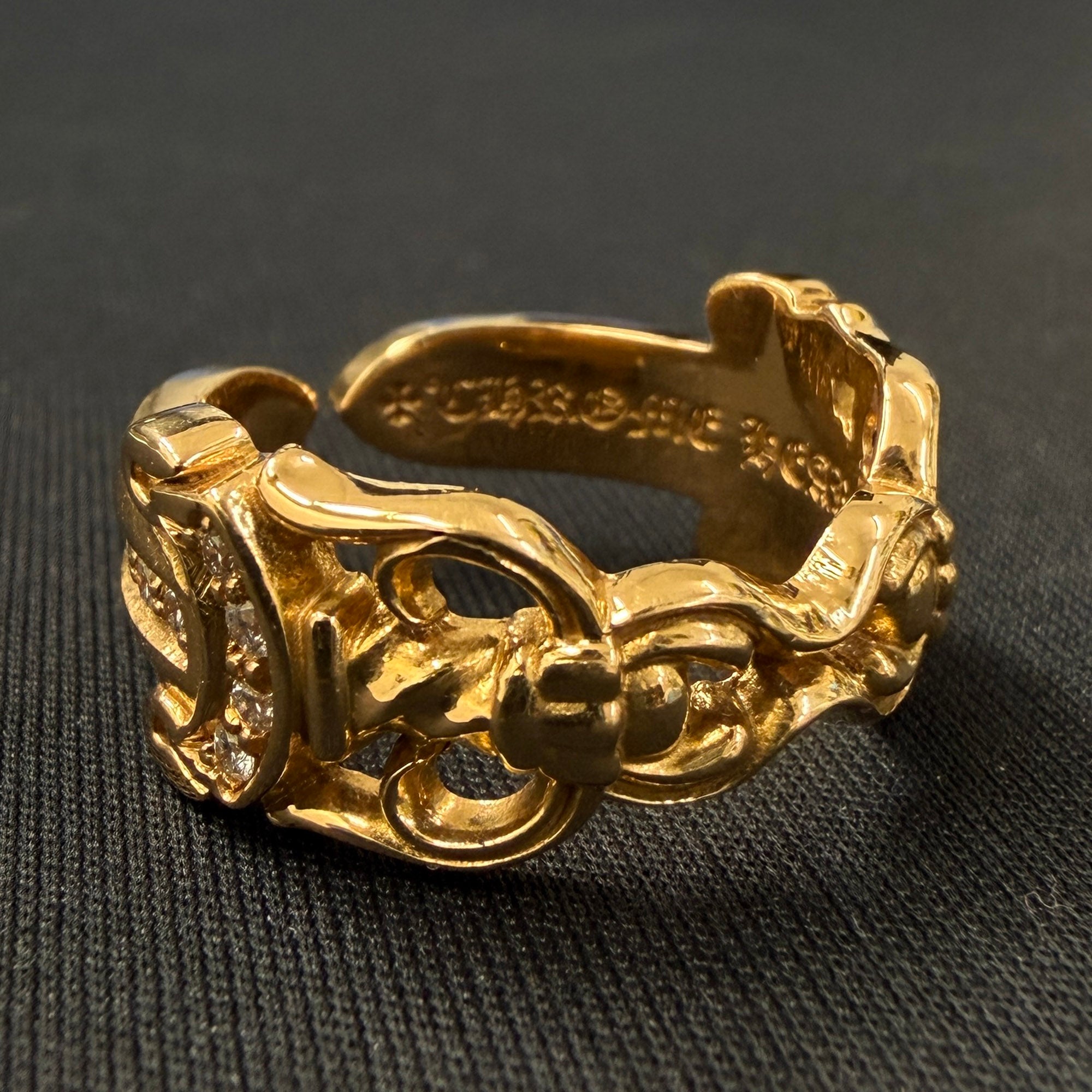 CHROME HEARTS 22K Open Double Dagger Ring Pave Diamond Size 約17号 クロムハーツ 22K オープンダブルダガーリング パヴェダイヤモンド サイズ約17号
