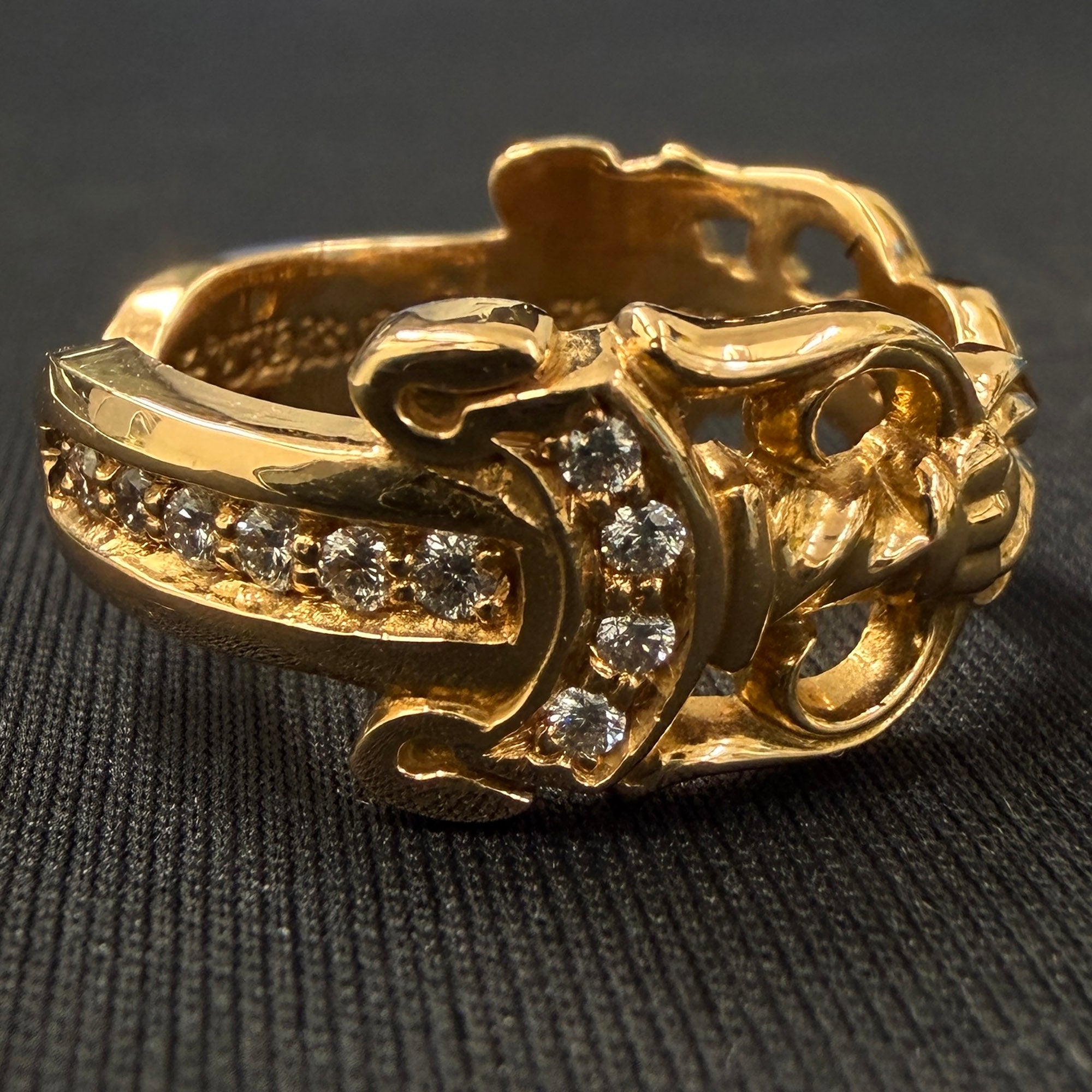 CHROME HEARTS 22K Open Double Dagger Ring Pave Diamond Size 約17号 クロムハーツ 22K オープンダブルダガーリング パヴェダイヤモンド サイズ約17号