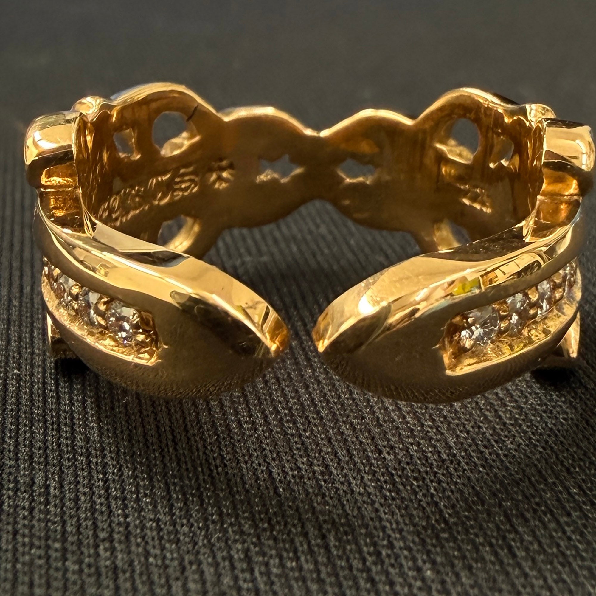 CHROME HEARTS 22K Open Double Dagger Ring Pave Diamond Size 約17号 クロムハーツ 22K オープンダブルダガーリング パヴェダイヤモンド サイズ約17号