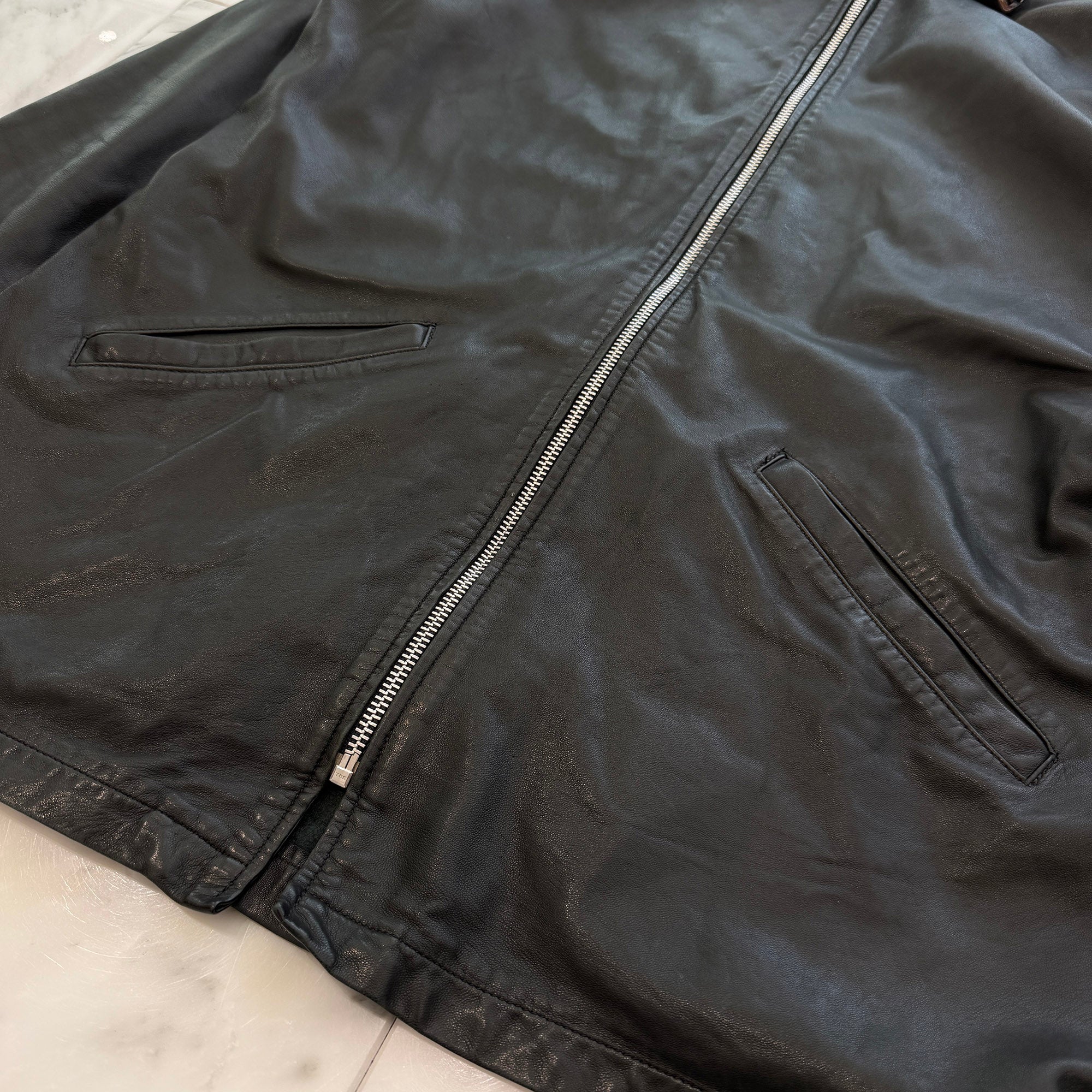 CHROME HEARTS Back Flare Knee Zip Up Leather Jacket Size M クロムハーツ バックフレアニー ジップアップ レザージャケット サイズM