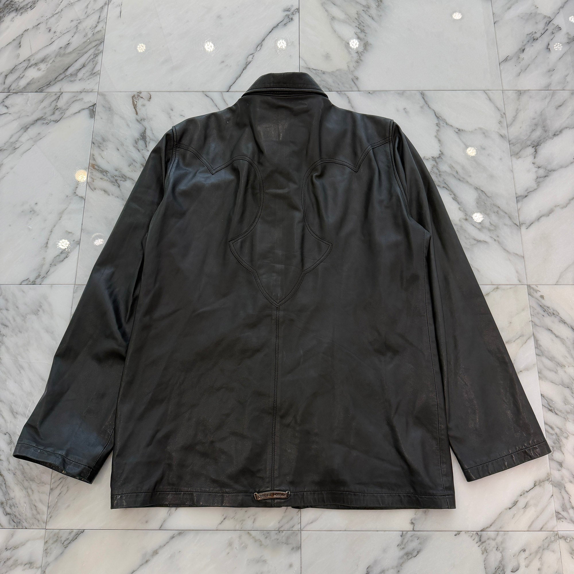 CHROME HEARTS Back Flare Knee Zip Up Leather Jacket Size M クロムハーツ バックフレアニー ジップアップ レザージャケット サイズM