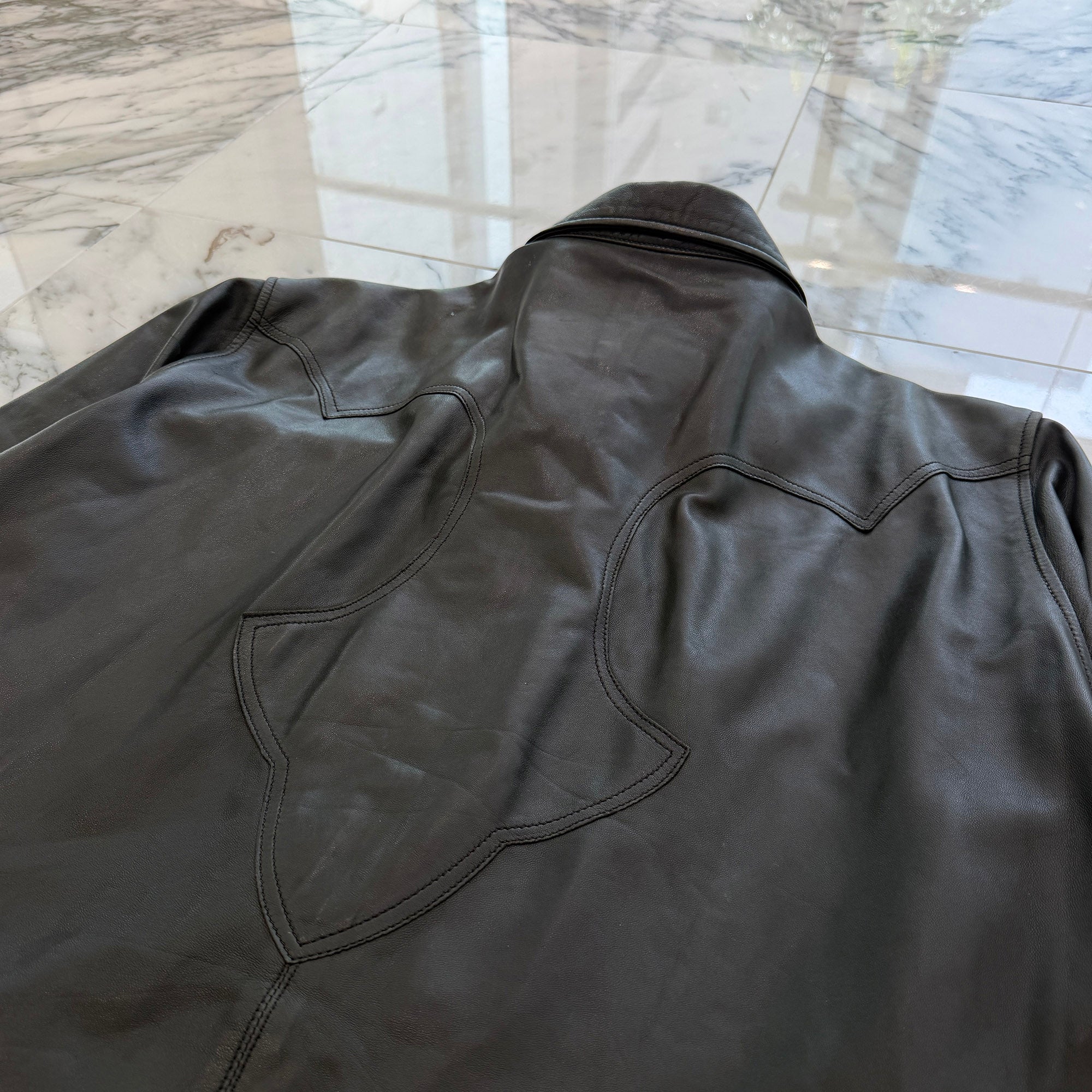 CHROME HEARTS Back Flare Knee Zip Up Leather Jacket Size M クロムハーツ バックフレアニー ジップアップ レザージャケット サイズM