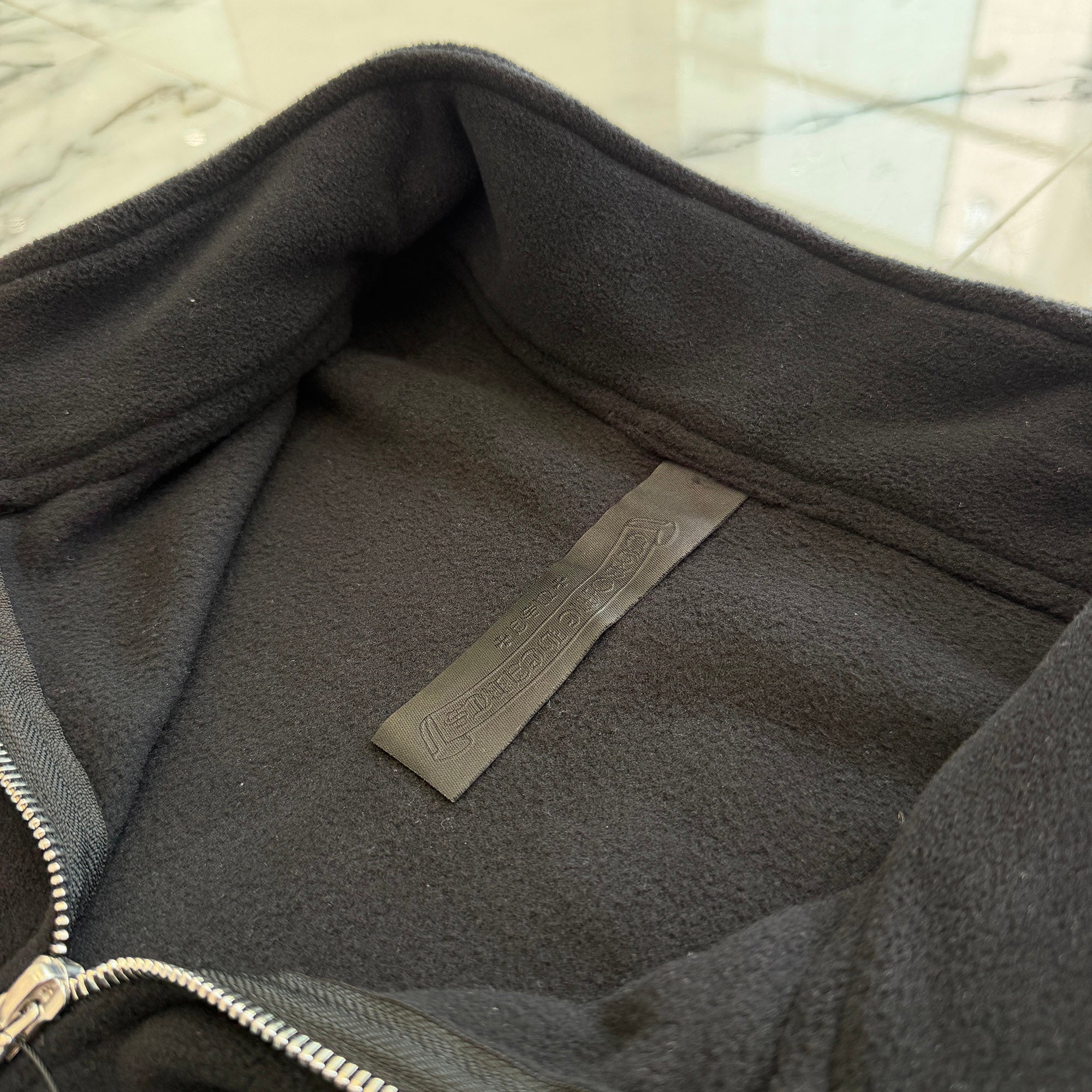 CHROME HEARTS Y NOT CH Plus Leather Patch Fleece Half Zip Sweatshirt Size XXL クロムハーツ ワイノット CHプラス レザー クロス パッチ フリース ハーフジップ スウェットシャツ サイズXXL