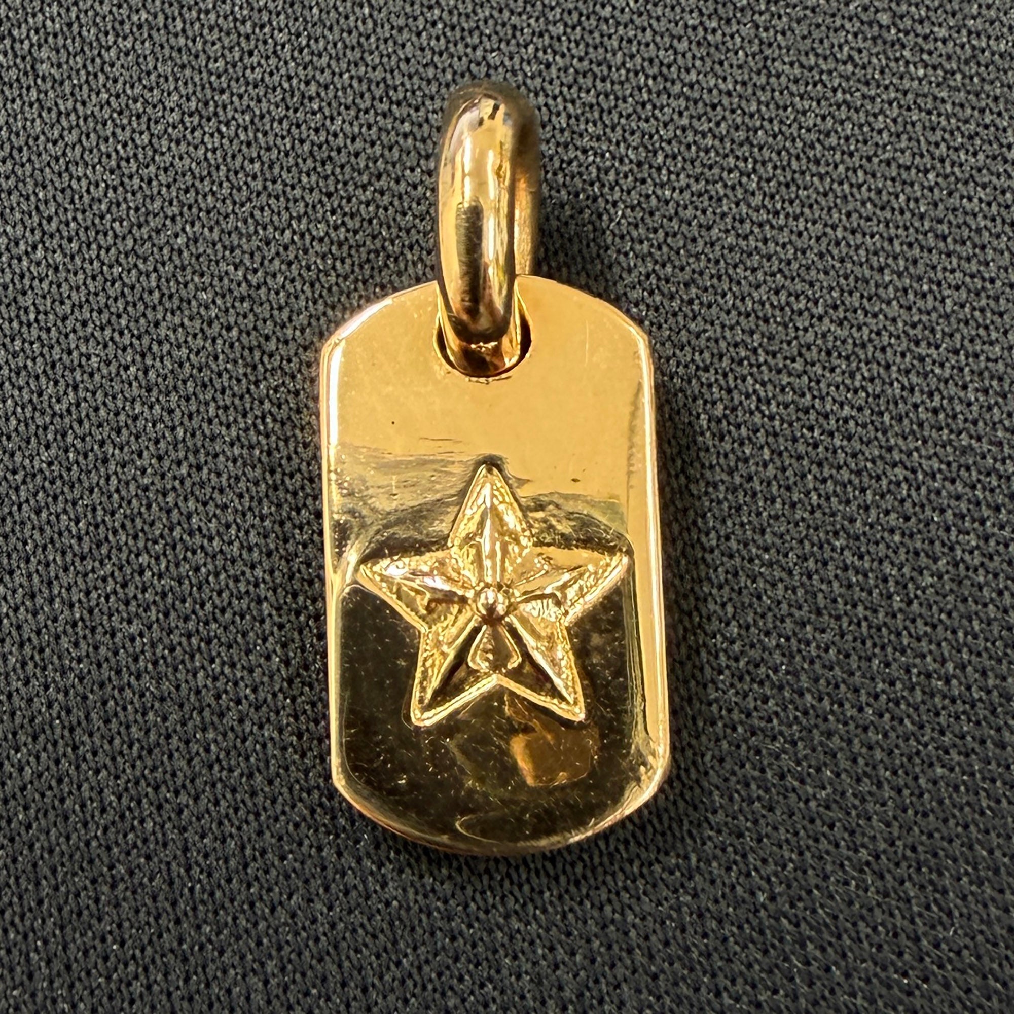 CHROME HEARTS 22K TINY STAR Dock Tag Pendant Charm クロムハーツ 22K タイニー スター ドッグタグ ペンダントチャーム