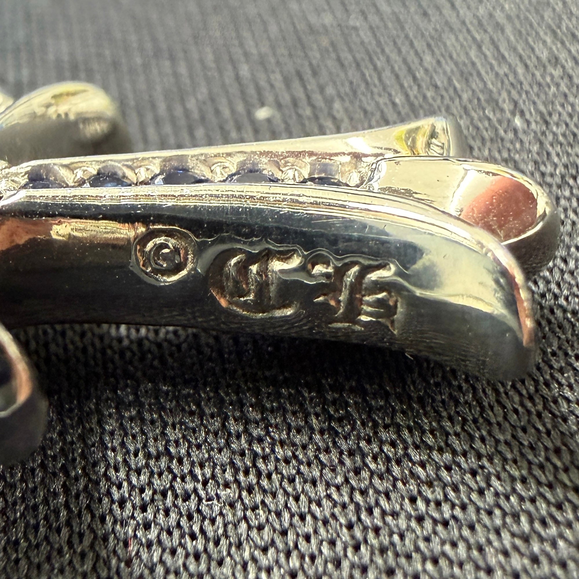 CHROME HEARTS 18K WG Tiny Fat Cross Pave Blue Sapphire Pendant Top クロムハーツ 18K ホワイトゴールド クロムハーツ タイニーファットクロス パヴェブルーサファイア ペンダントトップ