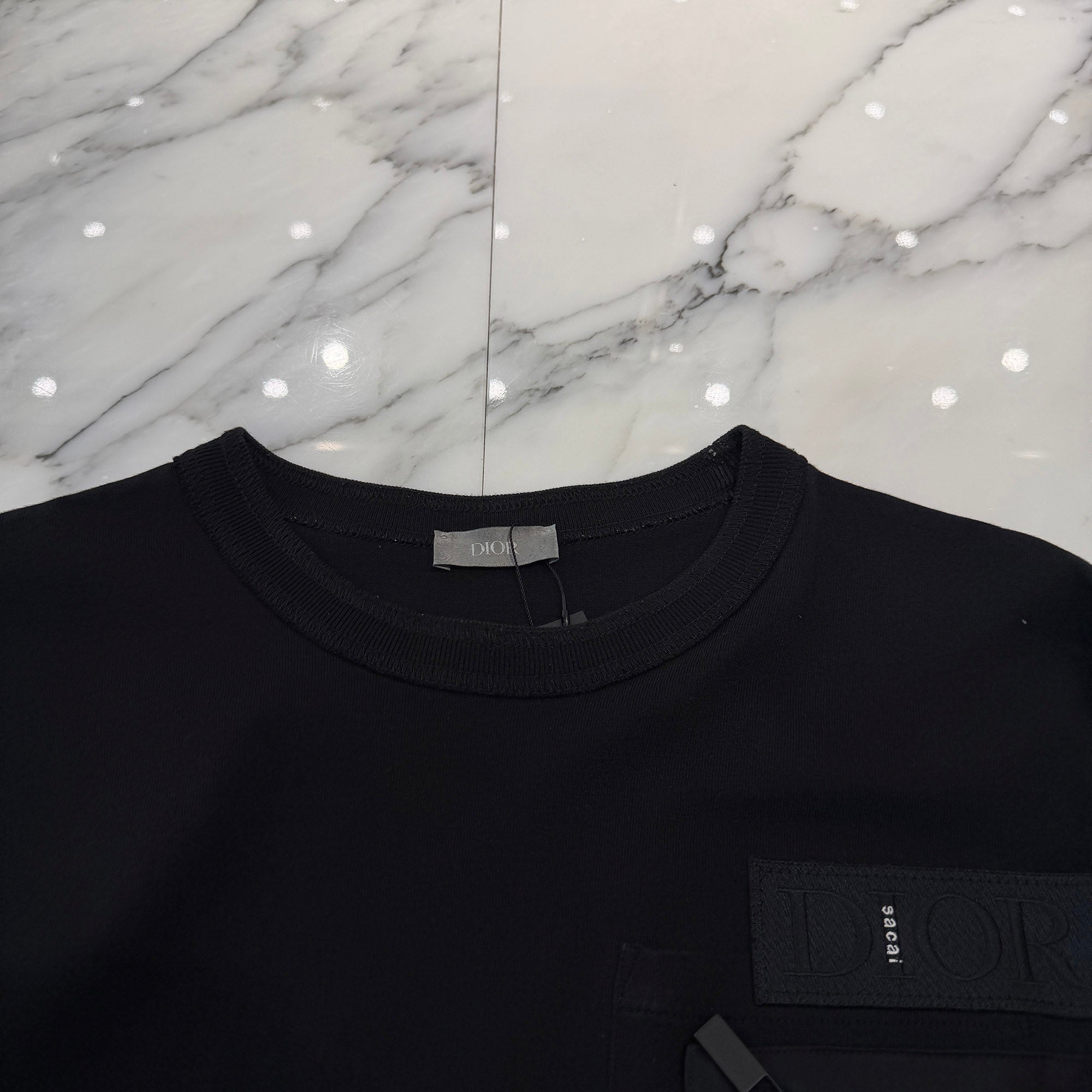 DIOR × sacai 2021AW Panelled Sweatshirt Long Sleeve Tee 213J642A0554 Size S ディオール × サカイ ドッキングスウェット ロングスリーブTシャツ サイズS