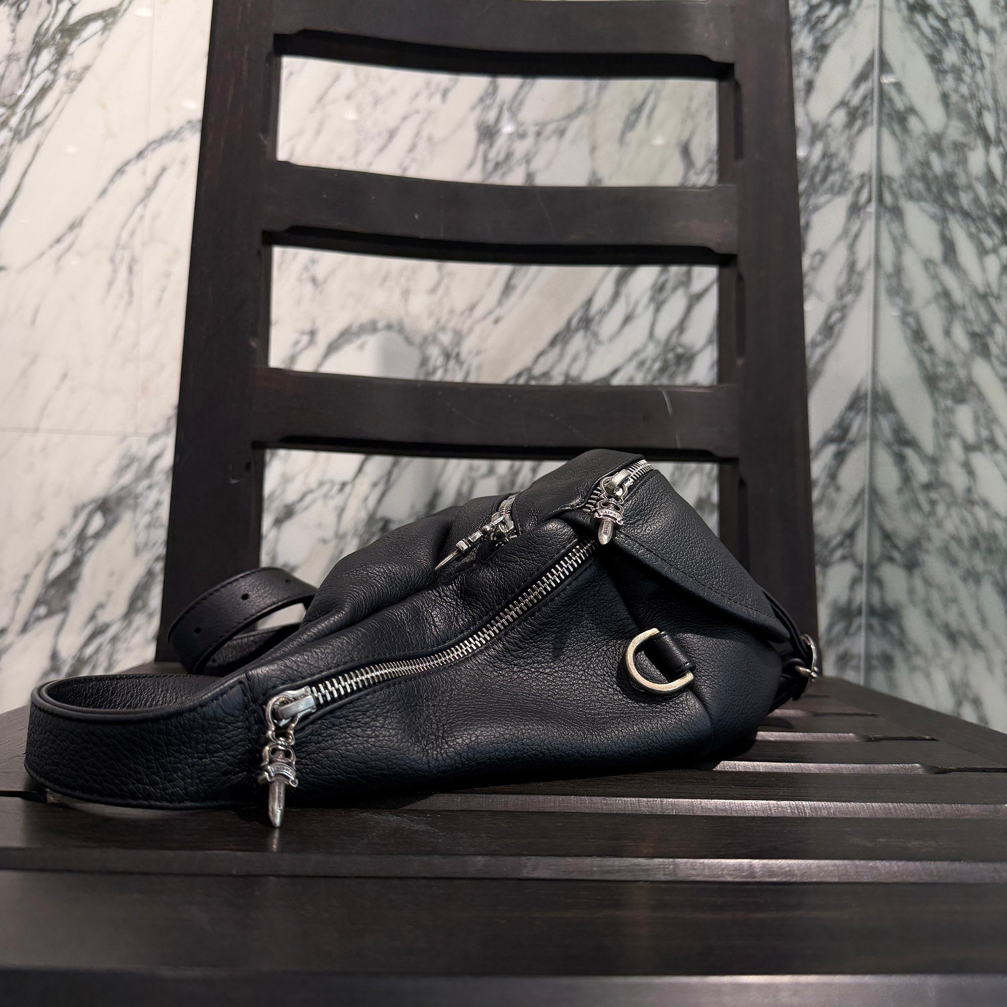 CHROME HEARTS SNAT PACK Leather Shoulder Bag クロムハーツ スナットパック レザー ショルダーバッグ