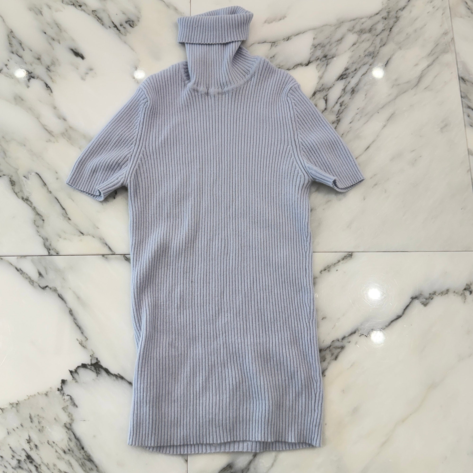 CHROME HEARTS Y NOT Triple Cross Leather Patch Cashmere Short Sleeve Knit Dress Size S クロムハーツ ワイノット トリプルクロスレザーパッチ カシミア ショートスリーブニット ワンピース サイズS