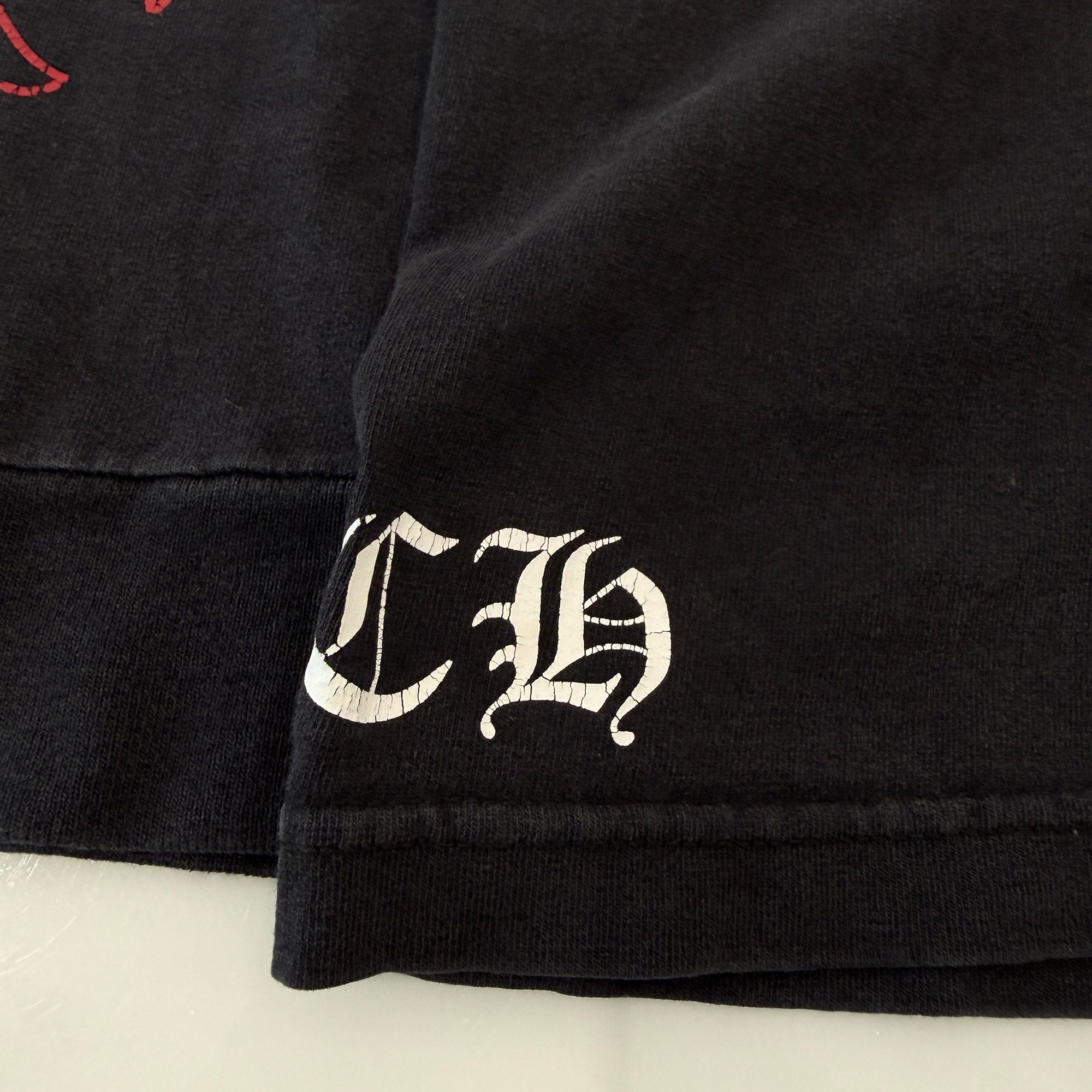 CHROME HEARTS CH Plus Red Horseshoe Cracked Print Long Sleeve Tee Size M クロムハーツ CHプラス レッド ホースシュー クラックプリント ロングスリーブTシャツ サイズM