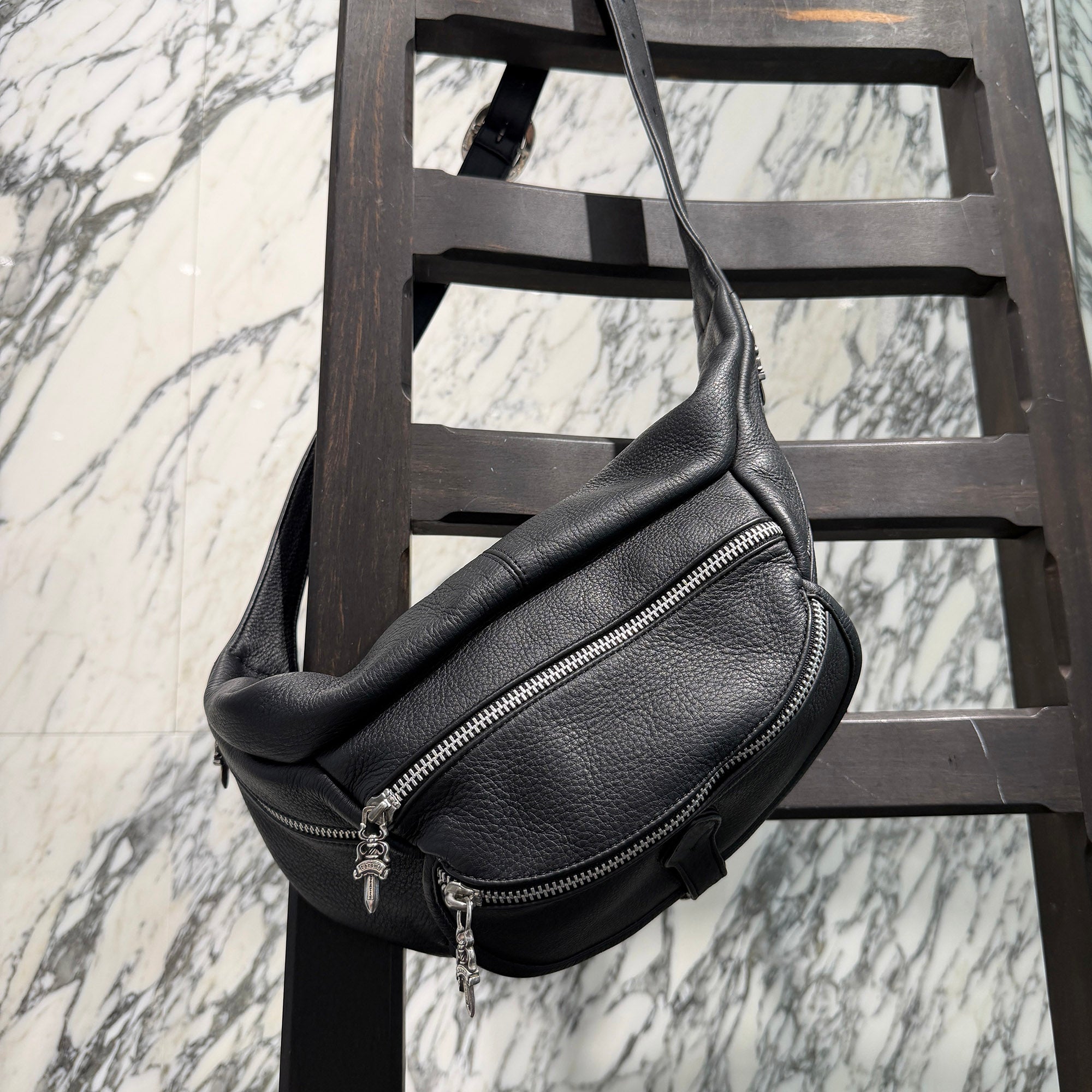 CHROME HEARTS SNAT PACK Leather Shoulder Bag クロムハーツ スナットパック レザー ショルダーバッグ