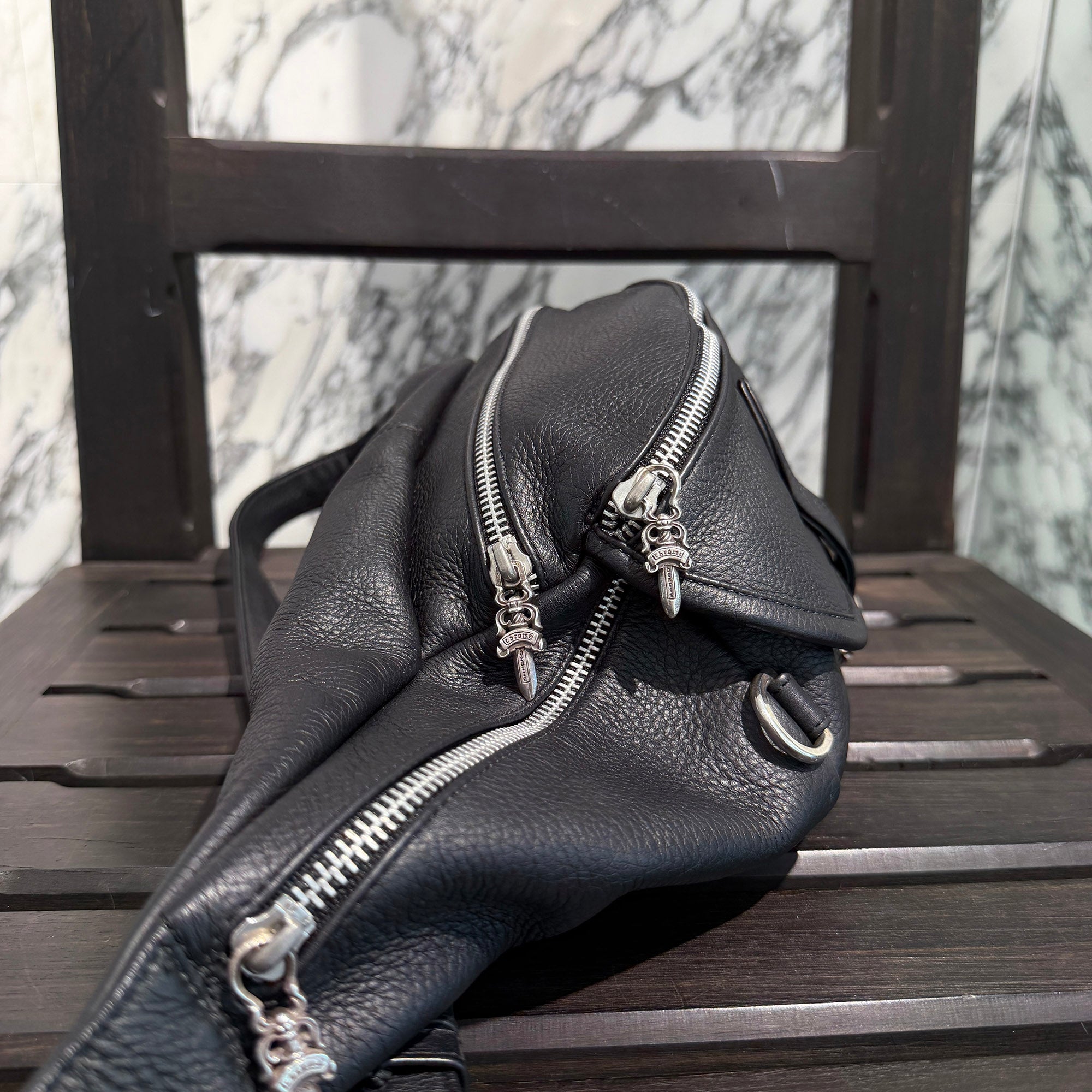 CHROME HEARTS SNAT PACK Leather Shoulder Bag クロムハーツ スナットパック レザー ショルダーバッグ