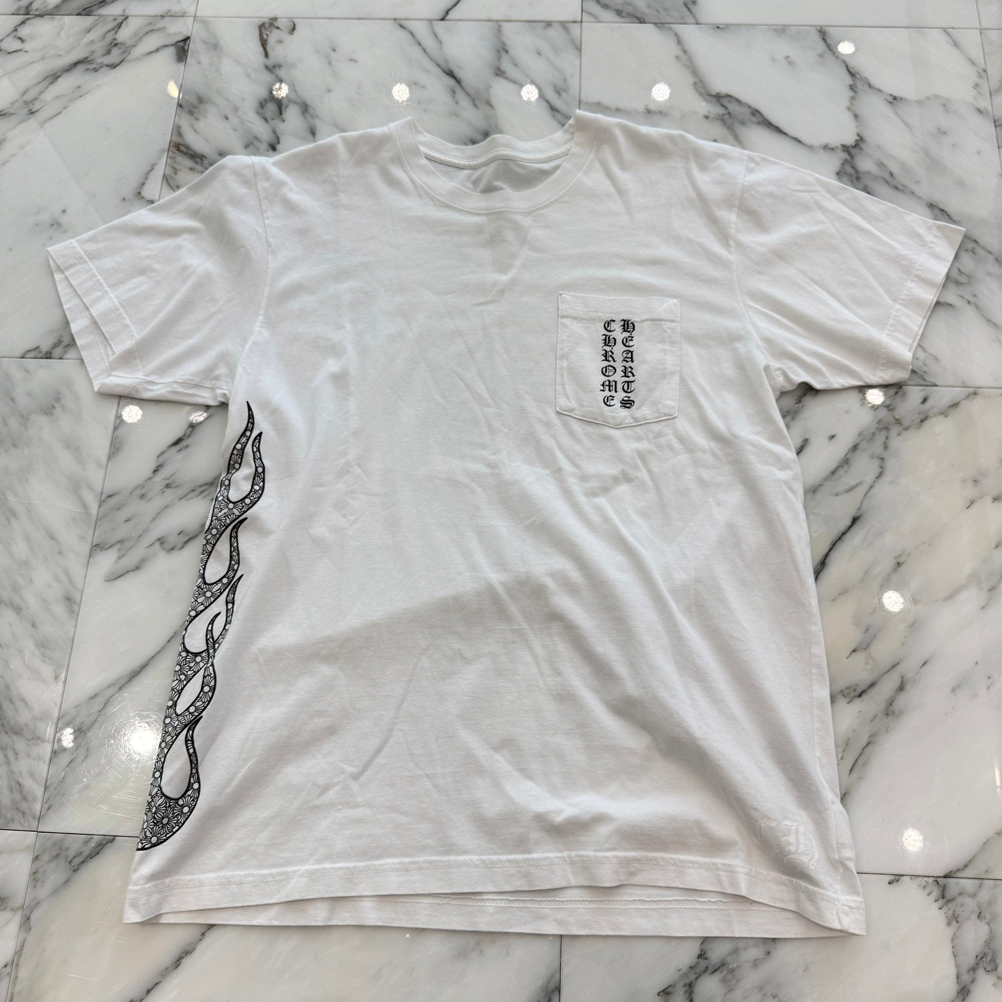 CHROME HEARTS Vertical Logo CH Plus Flame Tee Size L クロムハーツ ヴァーティカルロゴ CHプラス フレイム Tシャツ サイズL
