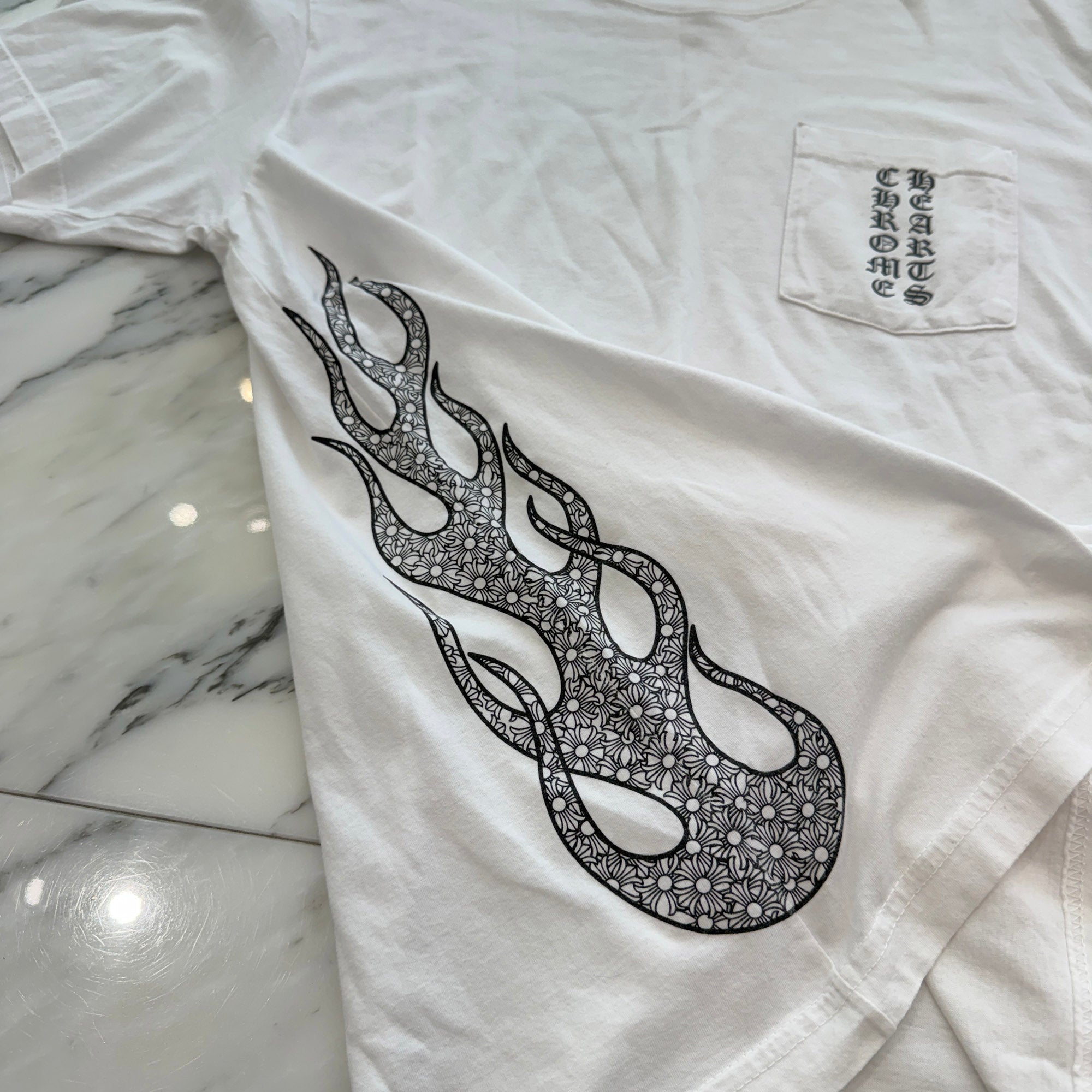 CHROME HEARTS Vertical Logo CH Plus Flame Tee Size L クロムハーツ ヴァーティカルロゴ CHプラス フレイム Tシャツ サイズL