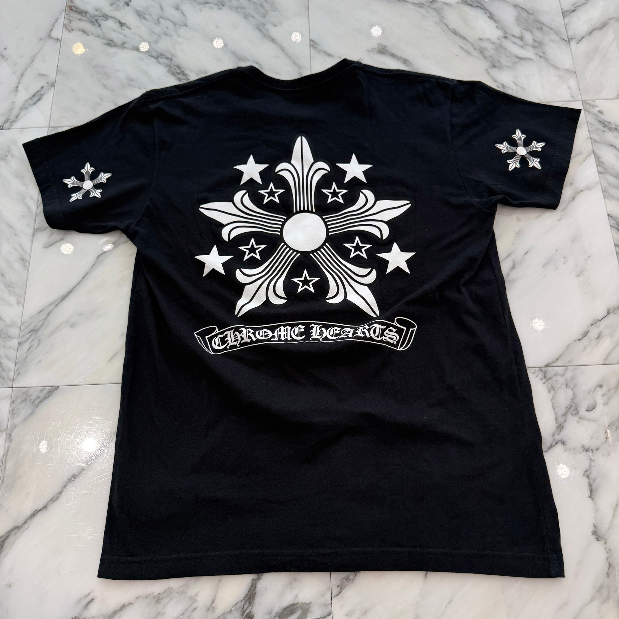 CHROME HEARTS Back CH Star Scroll Print Tee Size L クロムハーツ バック CHスター スクロール プリント Tシャツ サイズL