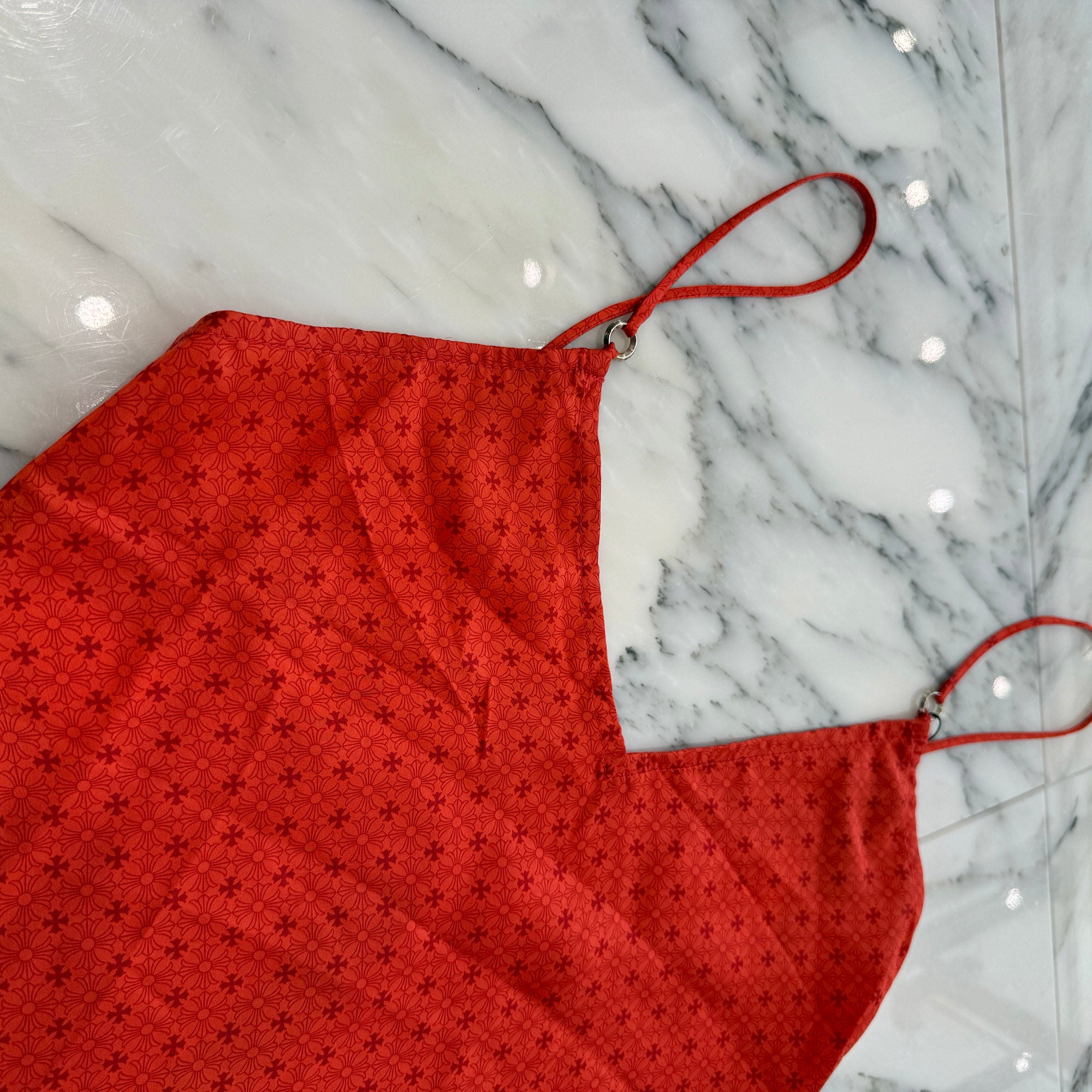 CHROME HEARTS Y NOT CH Plus Pattern Silk Camisole Top Size S クロムハーツ ワイノット CHプラス 総柄 シルク キャミソールトップ サイズS
