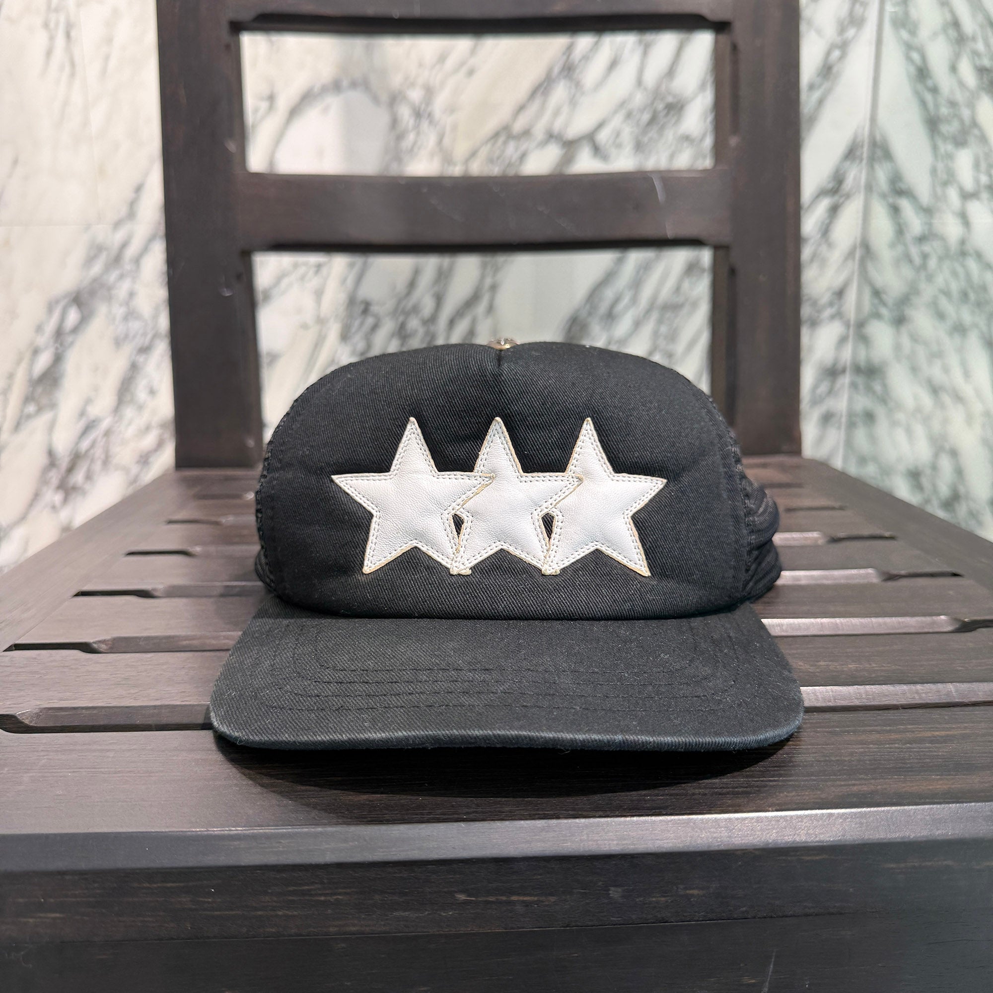 CHROME HEARTS 3 Star Leather Patch Trucker Cap Size ONE SIZE(53-60) クロムハーツ 3スター レザーパッチ トラッカーキャップ サイズONE SIZE(53-60)