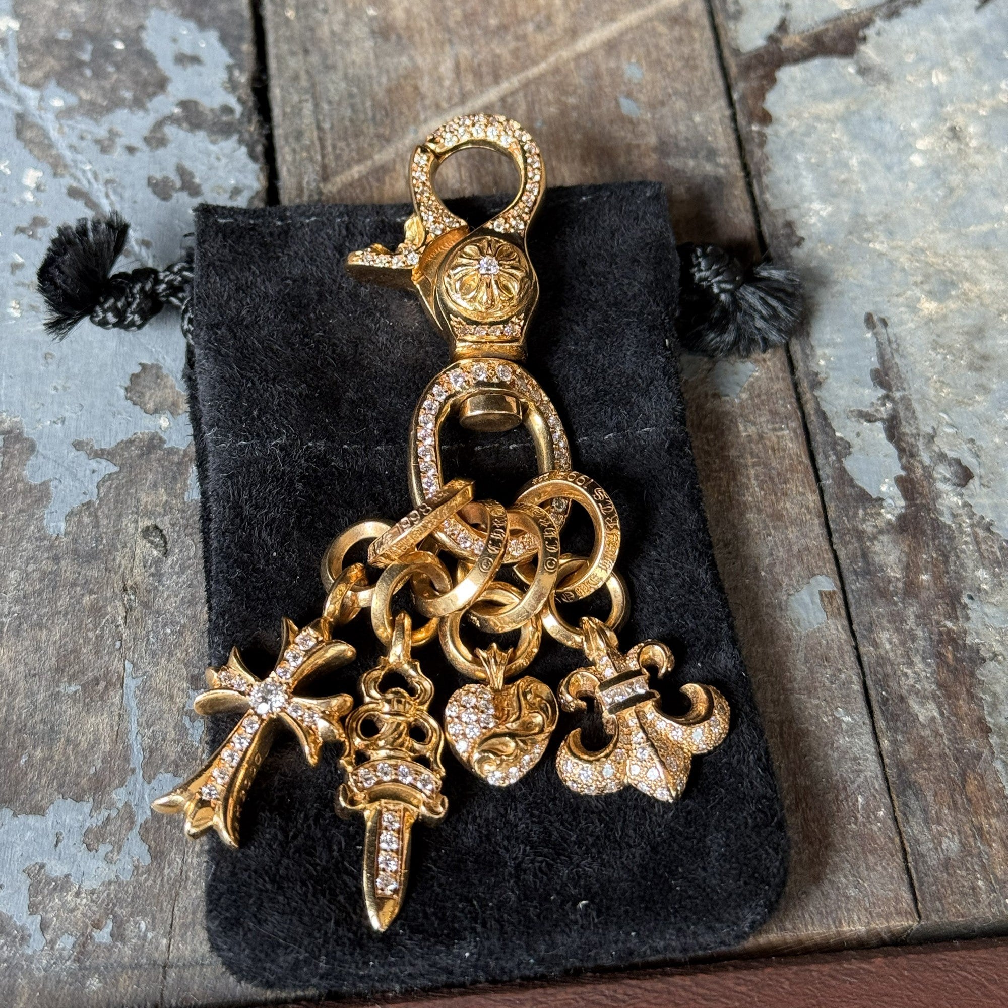 CHROME HEARTS 22K CLIP Swivel Cross Multi Pave Diamond クロムハーツ 22K クリップ スイベル クロス マルチ パヴェダイアモンド