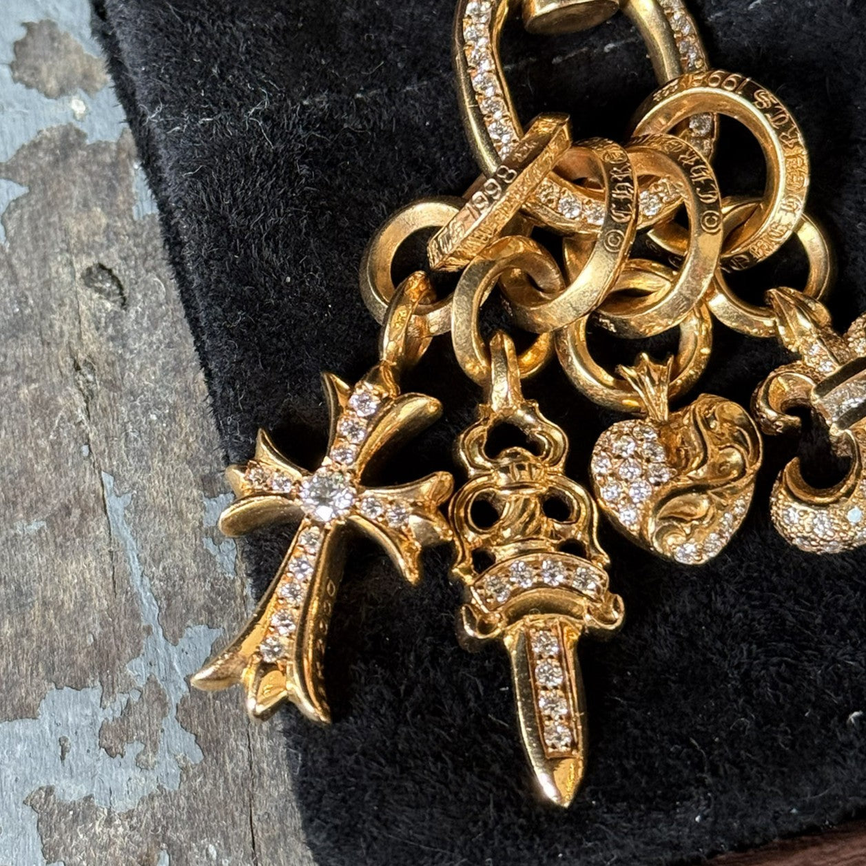 CHROME HEARTS 22K CLIP Swivel Cross Multi Pave Diamond クロムハーツ 22K クリップ スイベル クロス マルチ パヴェダイアモンド