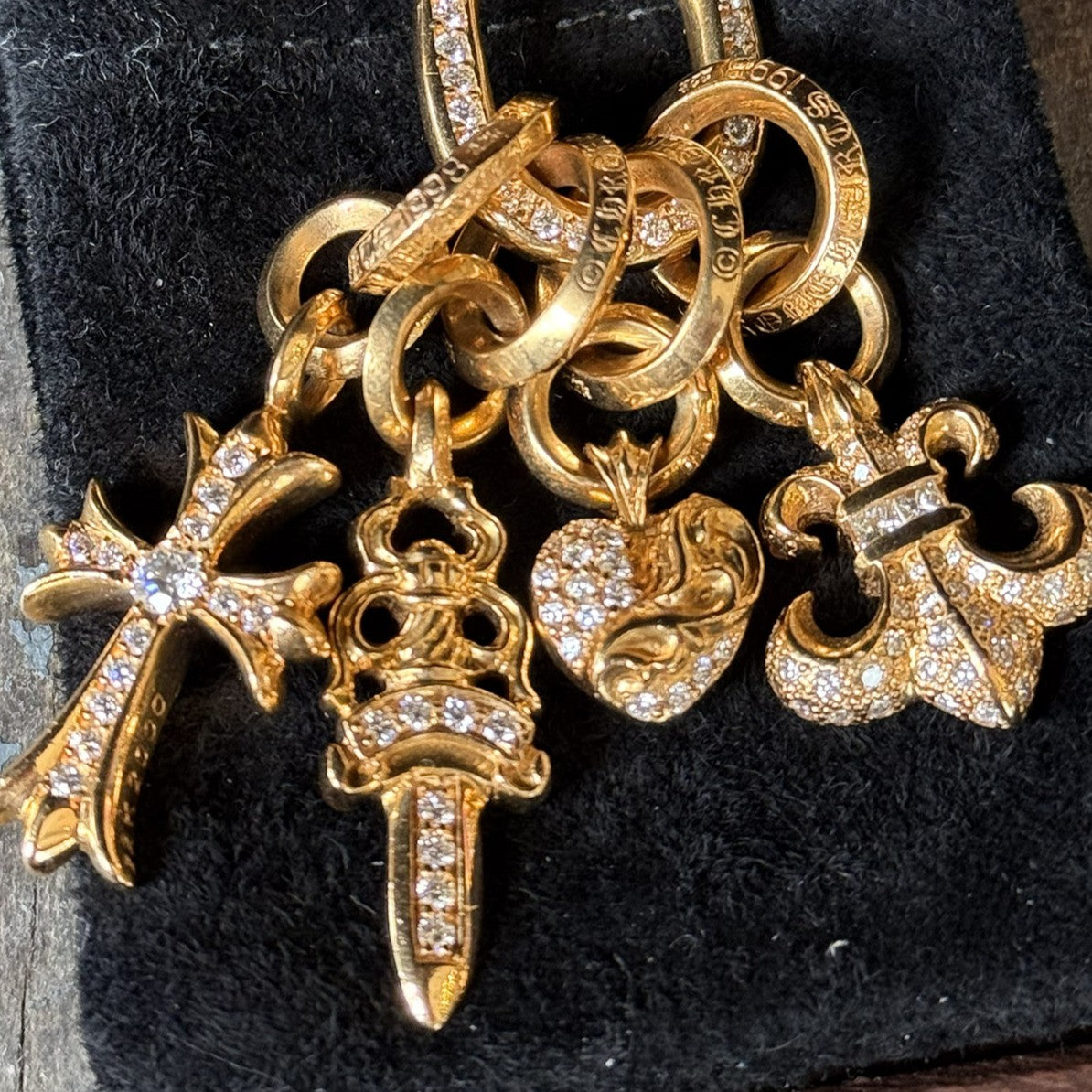 CHROME HEARTS 22K CLIP Swivel Cross Multi Pave Diamond クロムハーツ 22K クリップ スイベル クロス マルチ パヴェダイアモンド