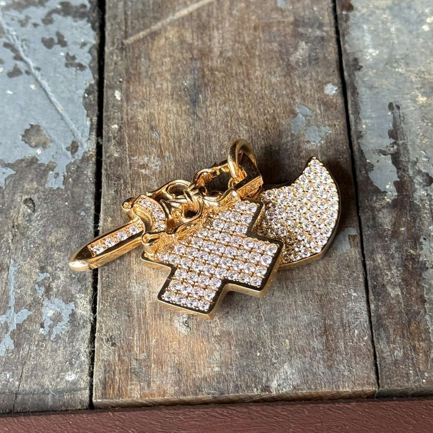 CHROME HEARTS 22K 3 TRINKETS Pendant Top Pave Diamond クロムハーツ 22K 3 トリンケッツ ペンダントトップ パヴェダイアモンド