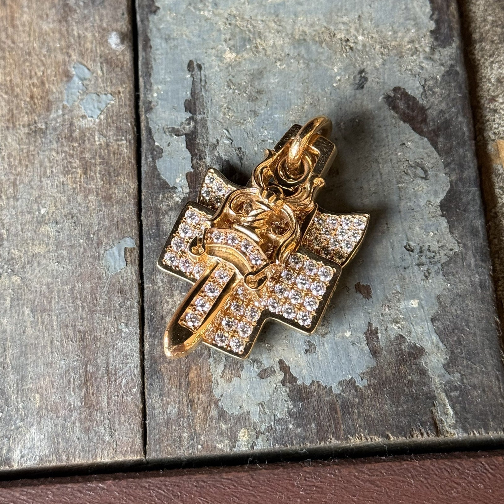 CHROME HEARTS 22K 3 TRINKETS Pendant Top Pave Diamond クロムハーツ 22K 3 トリンケッツ ペンダントトップ パヴェダイアモンド