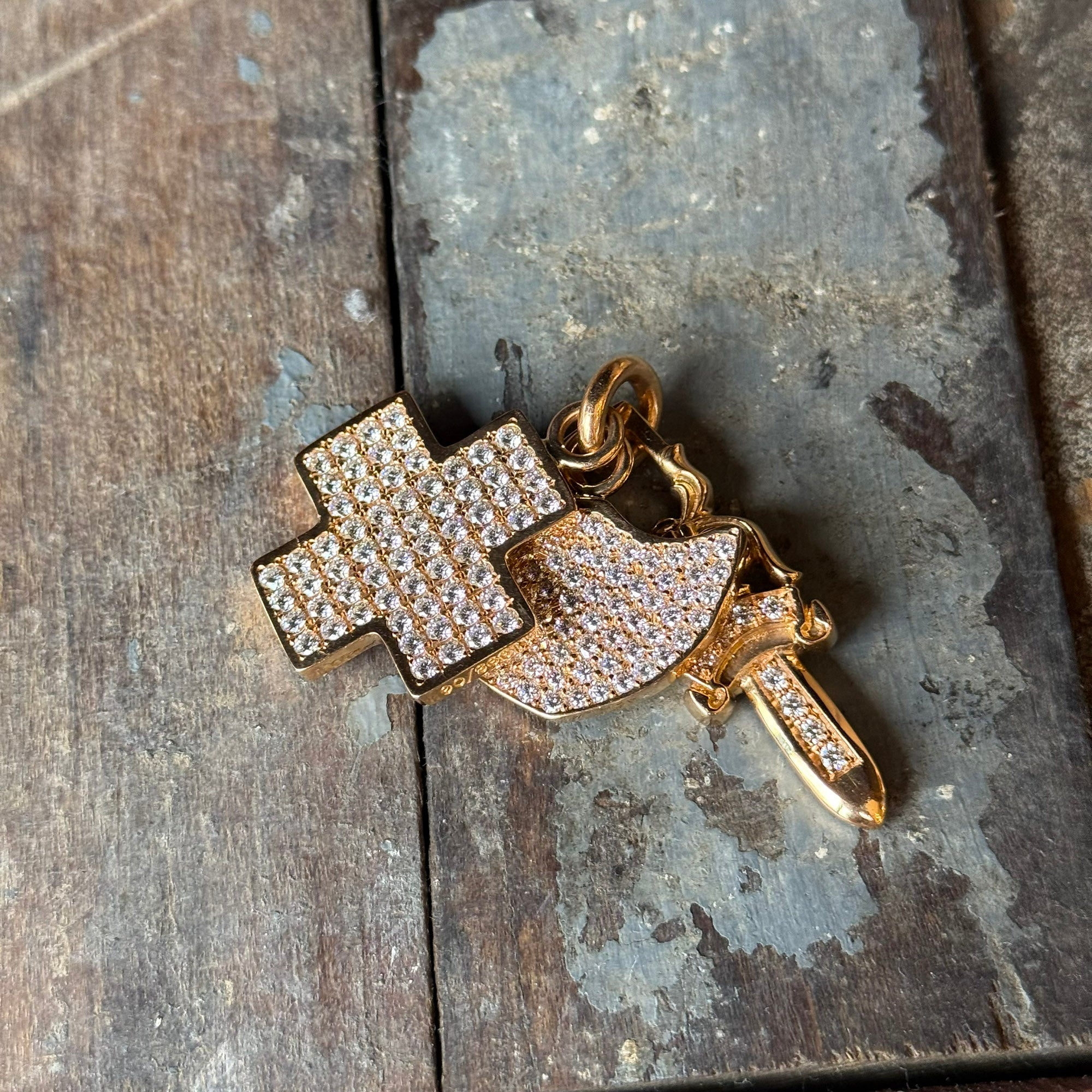 CHROME HEARTS 22K 3 TRINKETS Pendant Top Pave Diamond クロムハーツ 22K 3 トリンケッツ ペンダントトップ パヴェダイアモンド
