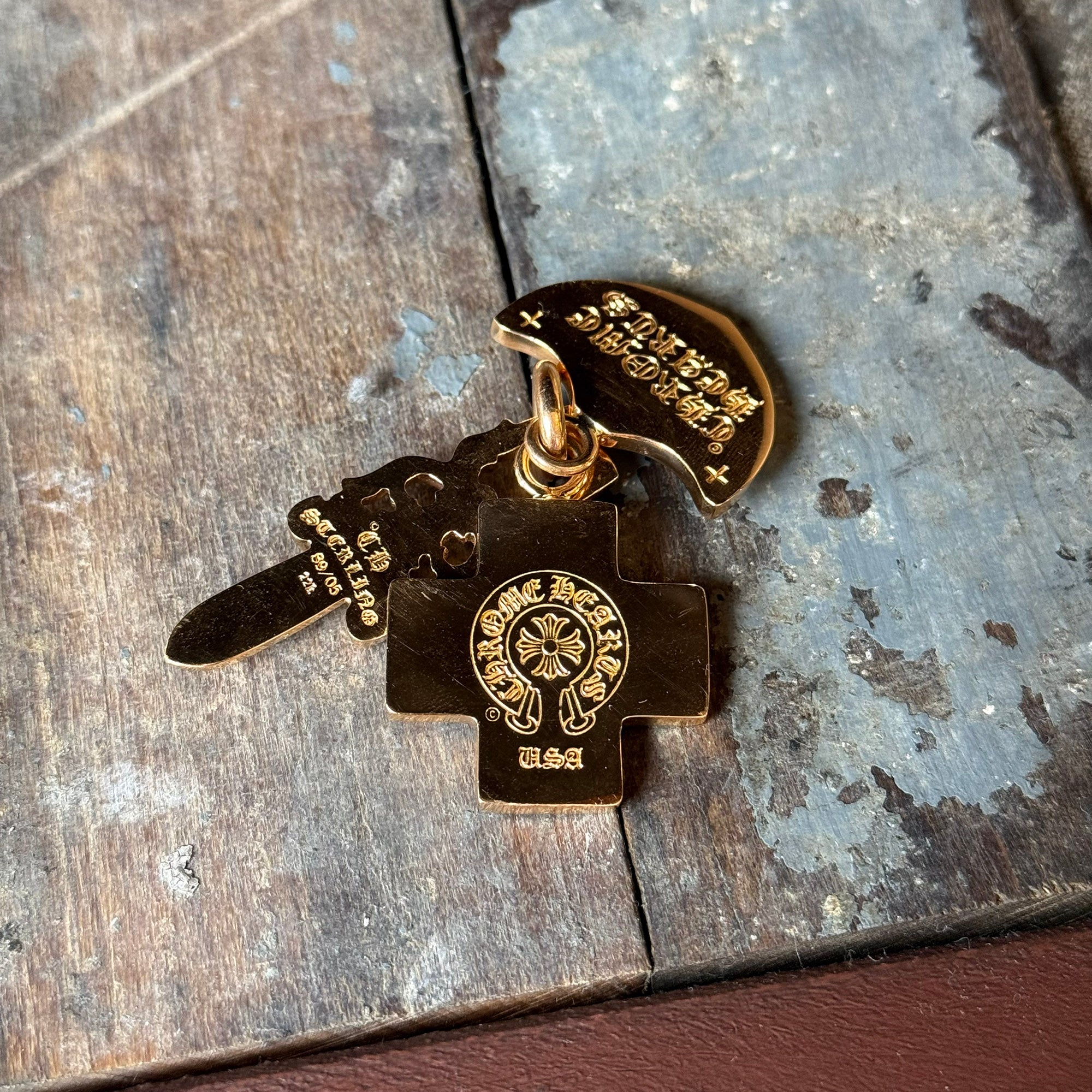 CHROME HEARTS 22K 3 TRINKETS Pendant Top Pave Diamond クロムハーツ 22K 3 トリンケッツ ペンダントトップ パヴェダイアモンド