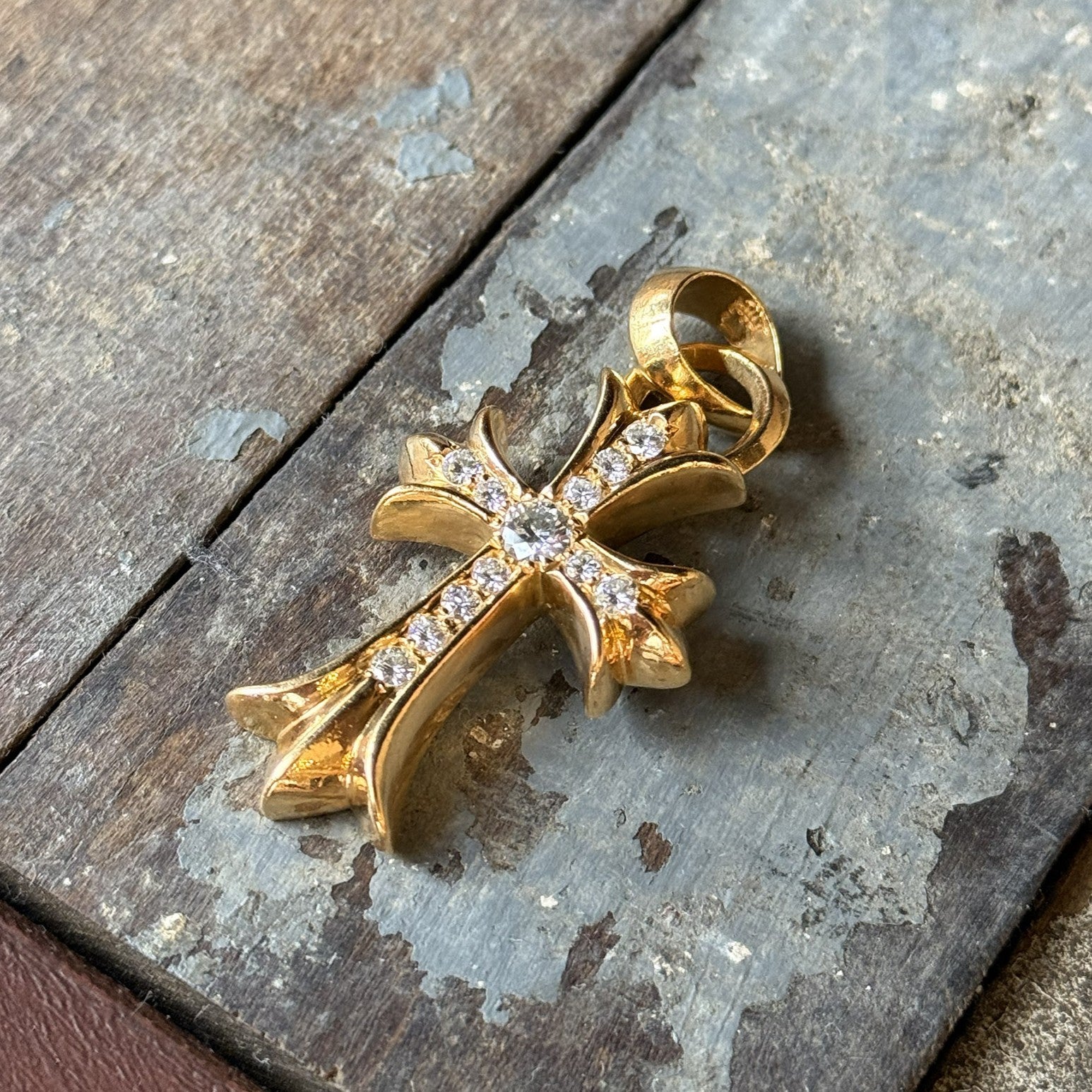 CHROME HEARTS 22K Small CH Cross Pave Diamond With Bail Pendent Top クロムハーツ 22K スモール CHクロス パヴェダイヤモンド ウィズ ベイル ペンダントトップ