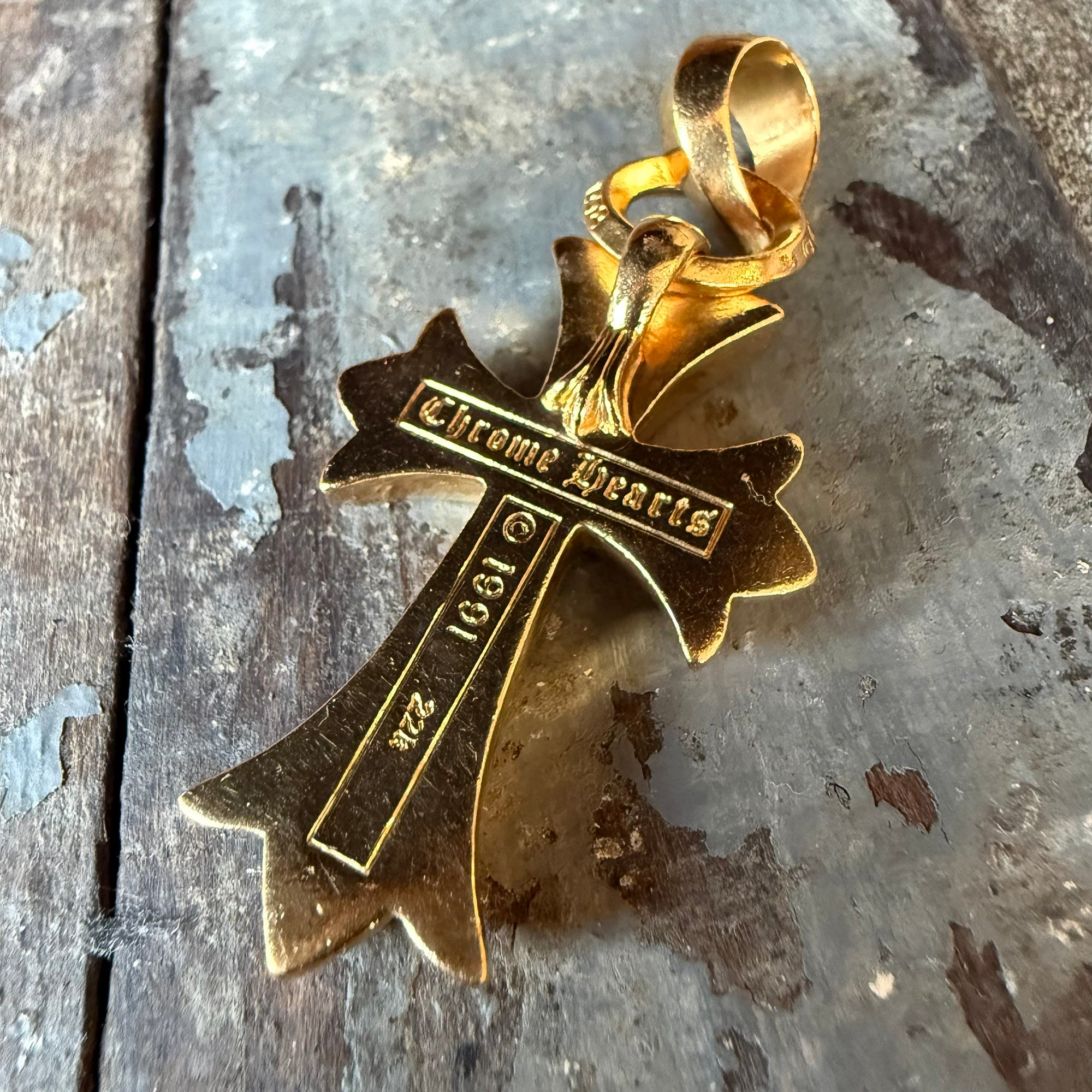 CHROME HEARTS 22K Small CH Cross Pave Diamond With Bail Pendent Top クロムハーツ 22K スモール CHクロス パヴェダイヤモンド ウィズ ベイル ペンダントトップ