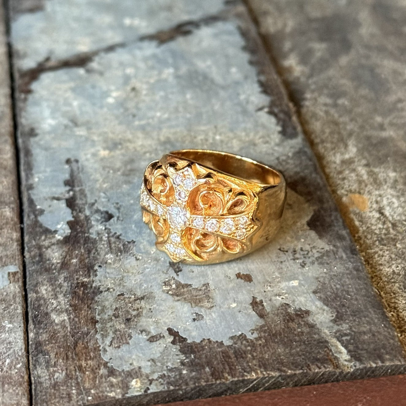 CHROME HEARTS 22K KEEPER RING Pave Diamond Size 23号 クロムハーツ 22K キーパーリング パヴェダイヤモンド サイズ23号
