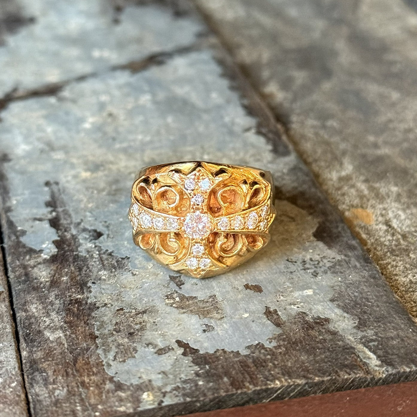CHROME HEARTS 22K KEEPER RING Pave Diamond Size 23号 クロムハーツ 22K キーパーリング パヴェダイヤモンド サイズ23号